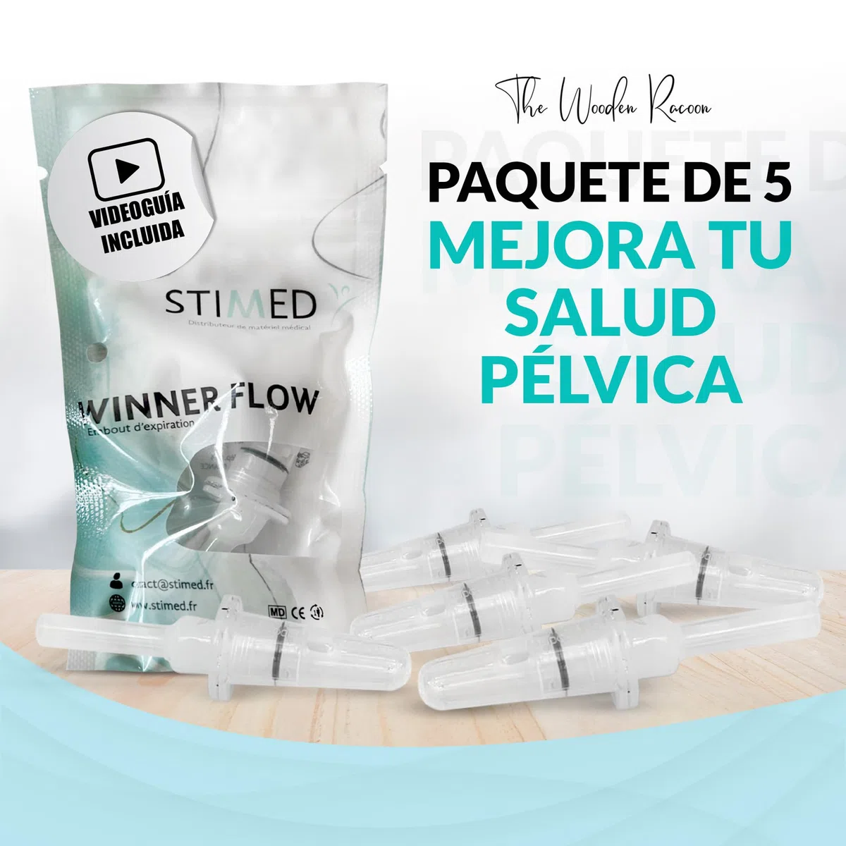 Winner flow Insuflador para fortalecer y ejercitar el suelo pélvico, potencia la musculatura profunda del abdomen (5 unidades)