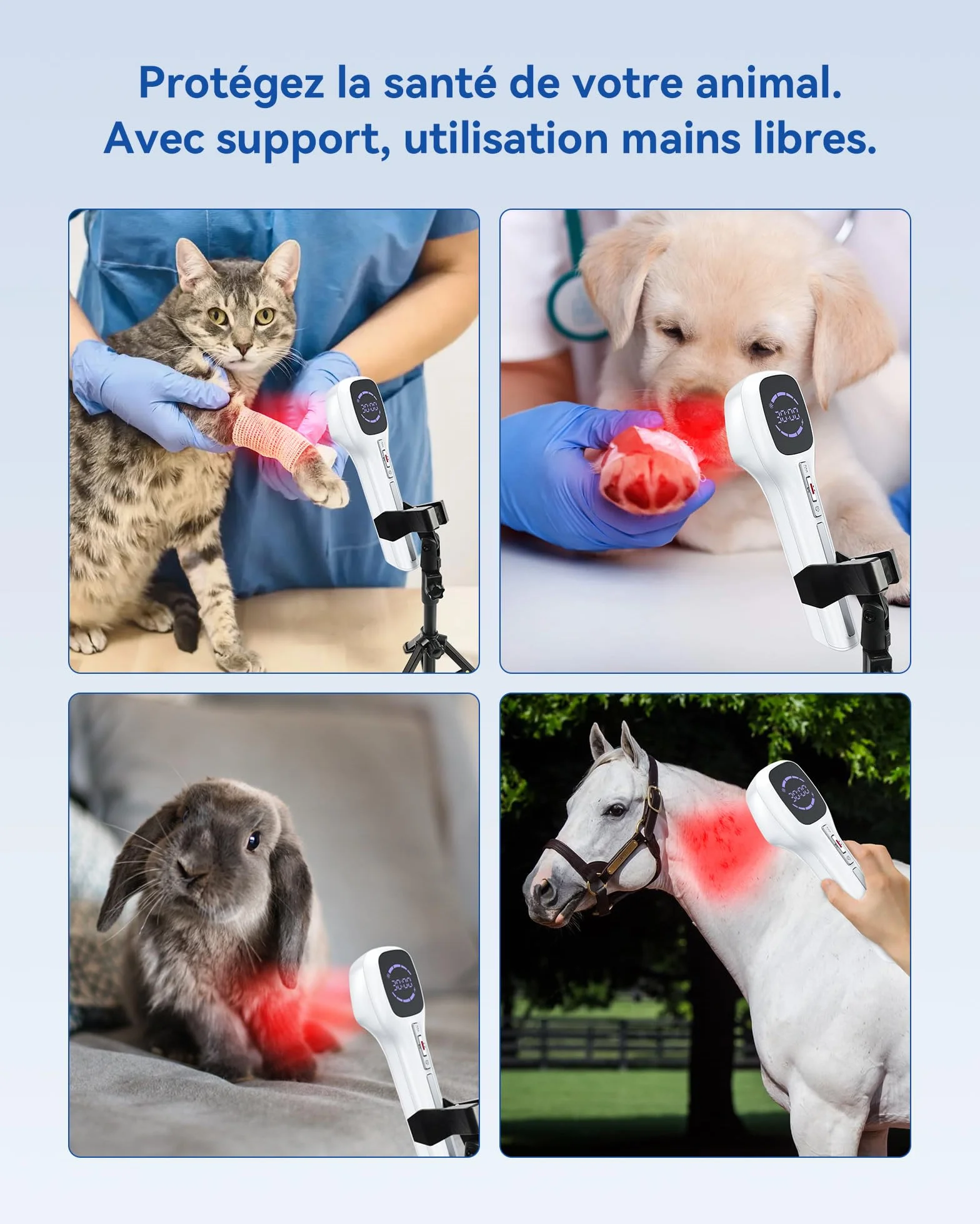 Dispositivo de terapia láser frío, Tratamiento con infrarrojos 4000 mAh, 4x808nm +14x650nm, Lámpara Infrarroja para cuidado muscular y articular, personas y mascotas (blanco y negro)