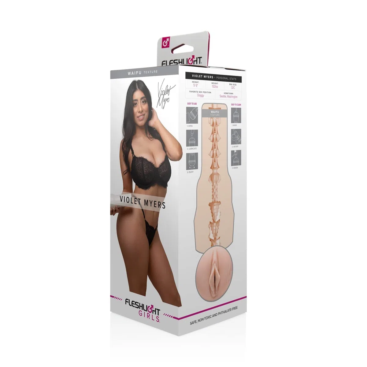 Fleshlight - Violet Myers - Masturbador Masculino Real - Textura Waifu - Placer Intenso - Diseño Interior Estrecho de Cubos y Perlas - Fácil de Limpiar
