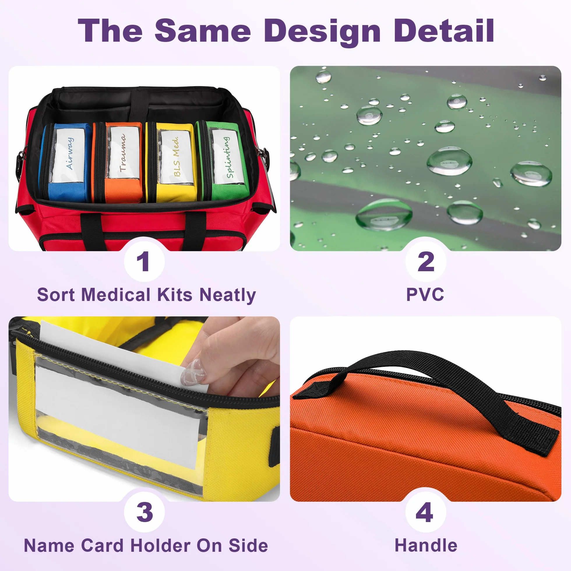 Trunab 4 kits de primeros auxilios vacíos, fundas transparentes con cremallera para organizar medicamentos