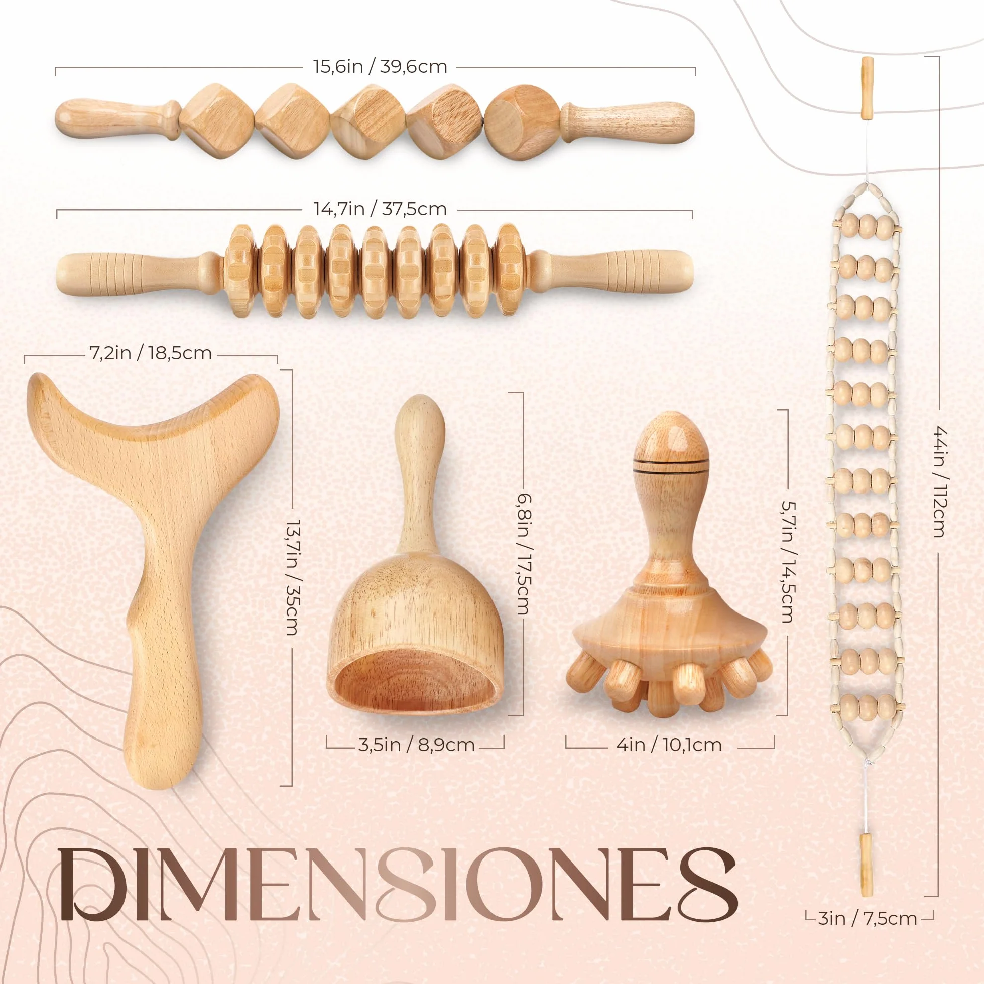 Ezero Maderoterapia Kit Maderoterapia Corporal 6 Piezas - Masajeador Anticelulitico, Rodillo Masaje Muscular, Ventosa Celulitis, Masajeador Celulitis Piernas Y Gluteos
