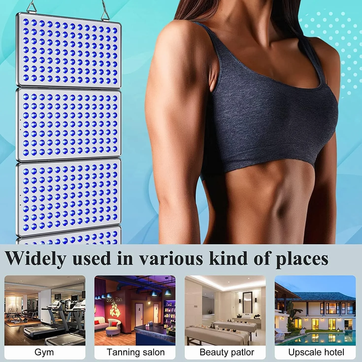 Lámpara bronceadora Solarium 48W 364 LEDs para Cara y Cuerpo con Soporte y Gafas Plata