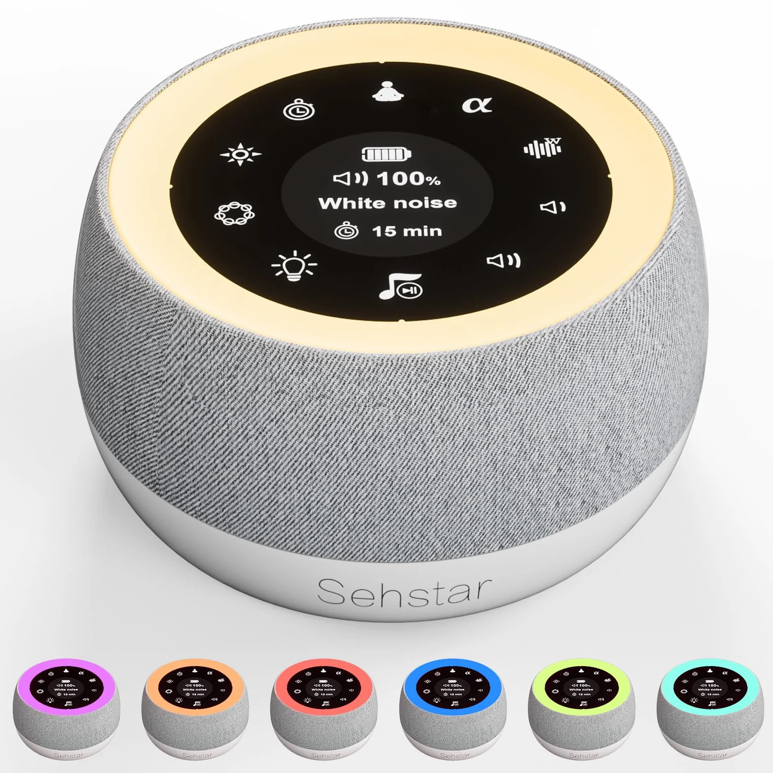 Máquina de Ruido Blanco Terapia de Sonido para Dormir 22 Ruidos Blanco/5 Yoga/5 α-Wave 7 Colores Luz Táctil