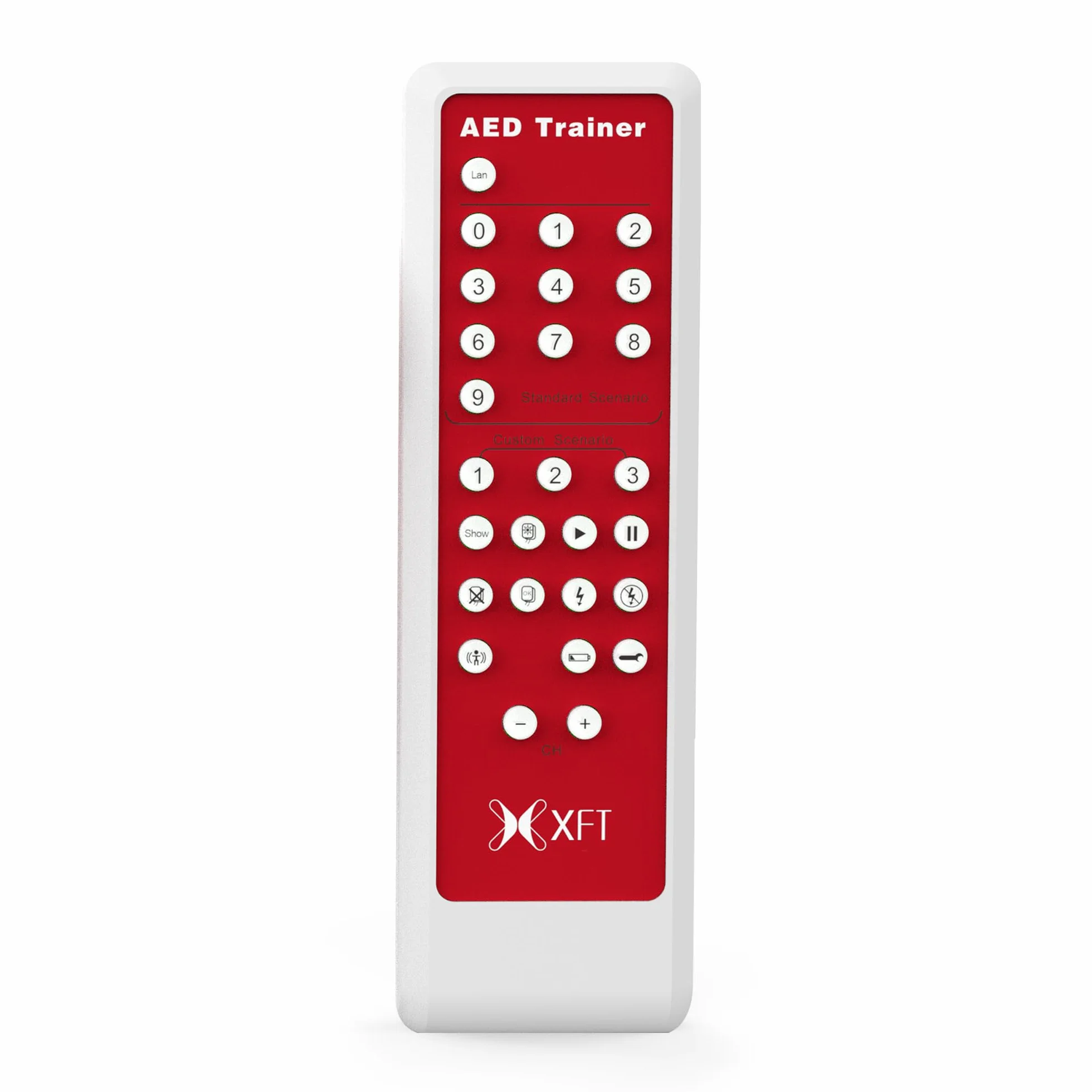 Entrenador DEA XFT 120C, kit entrenamiento desfibrilador, RCP con control remoto, voz español inglés, 10 escenarios