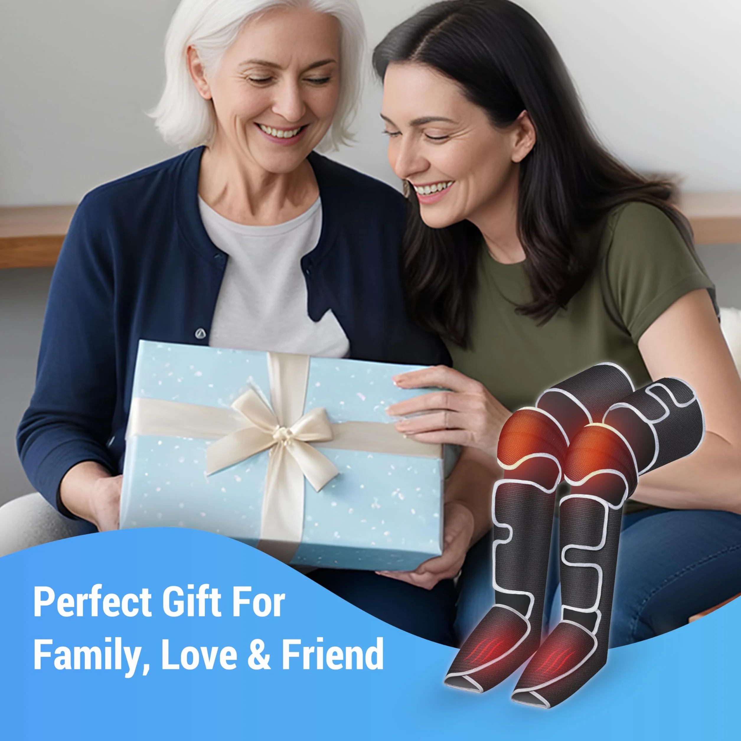 COMFIER Masajeador de Piernas Compresión con Calor, Masajeador de Pies y Piernas, Regalo para Mujer/Hombre