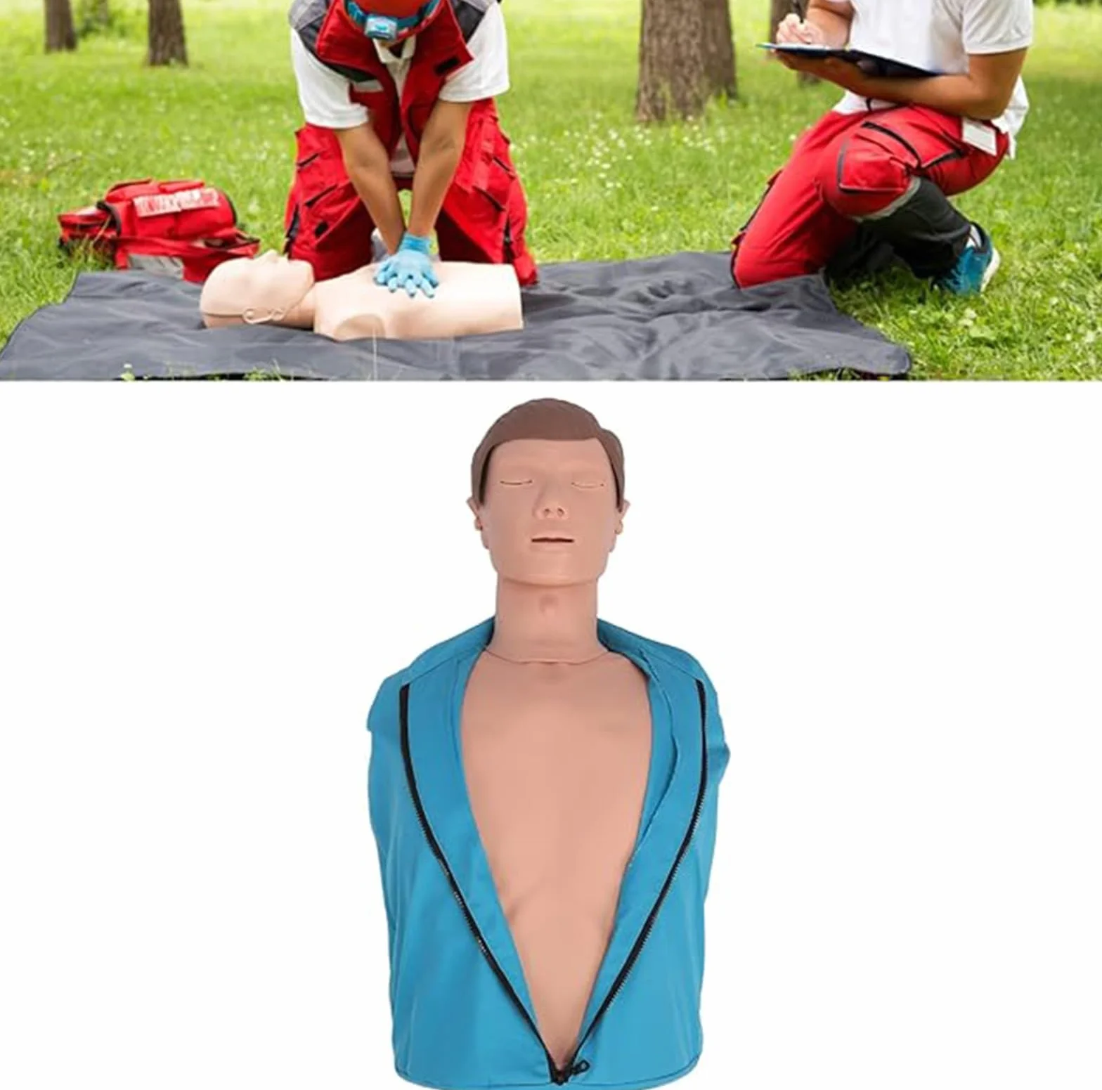 Maniquí de entrenamiento de RCP para adultos, medio cuerpo de goma, modelo humano de respiración artificial, simulador de reanimación cardiopulmonar, capacitación en primeros auxilios A
