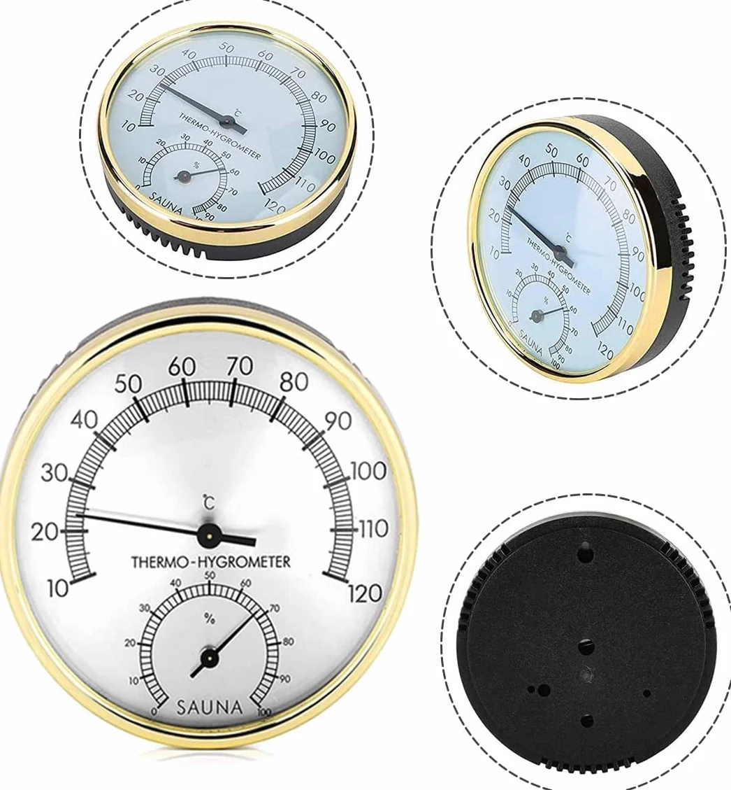 Cubo Sauna, 4 L Juego Completo Sauna Cubo Sauna con Cucharón Madera Pino Finlandés Accesorios Sauna Cubo Sauna Cubo Infusión (Cubo Sauna + Cucharón + Termómetro Higrómetro + Reloj Arena)