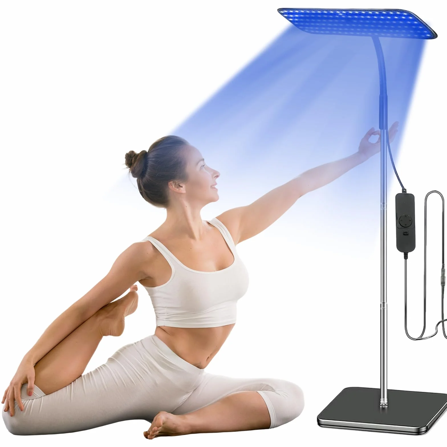 Lámpara de bronceado facial 126 LED 25W 460nm 490nm con soporte ajustable y temporizador