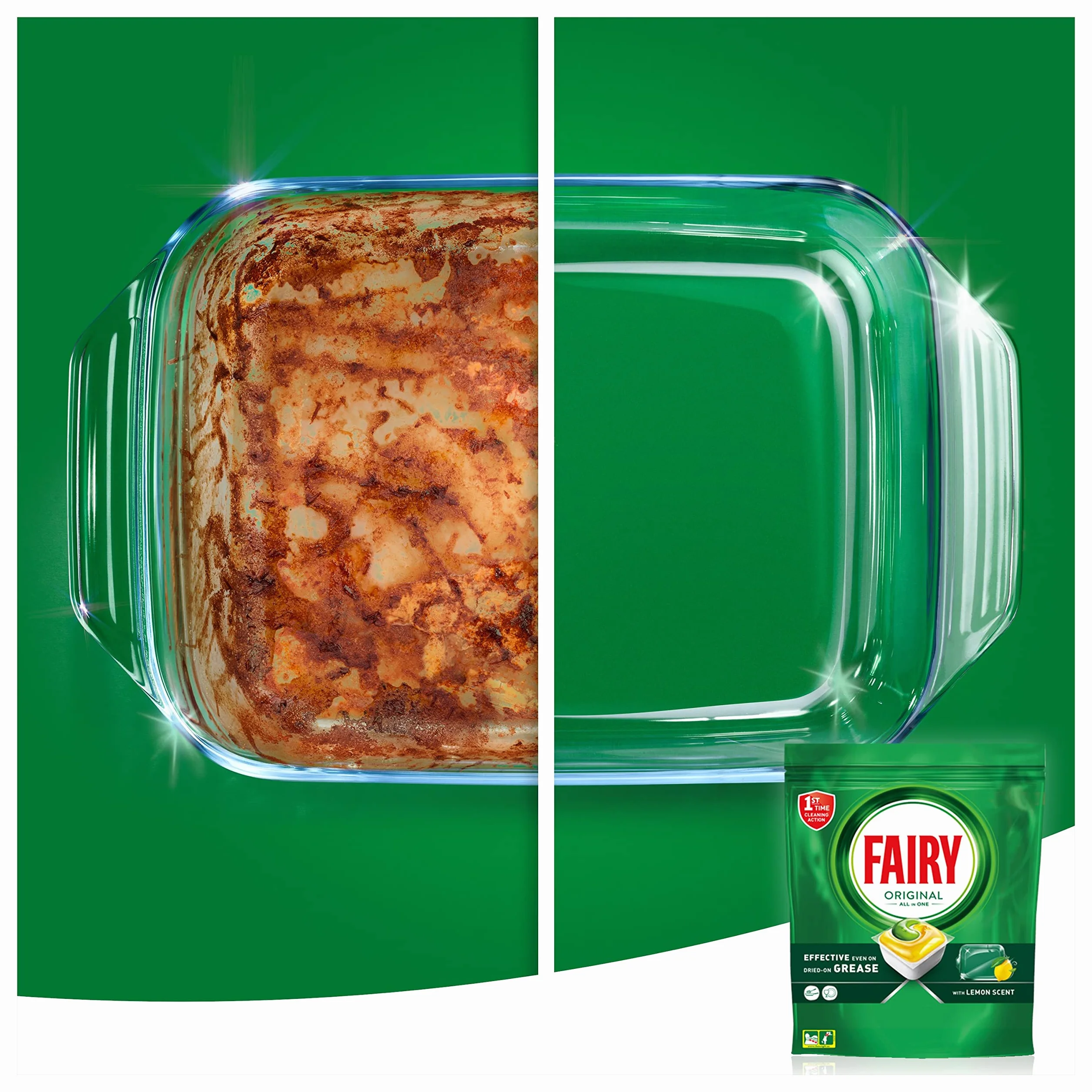 Fairy Original Todo En Uno Pastillas Lavavajillas, 132 Capsulas, Elimina Grasa Reseca, El embalaje puede variar
