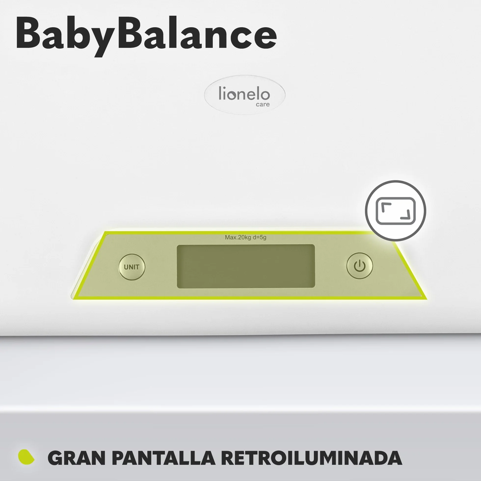 LIONELO BABYBALANCE Báscula electrónica para bebés hasta 20 kg, pantalla grande, pesaje preciso en 5 g