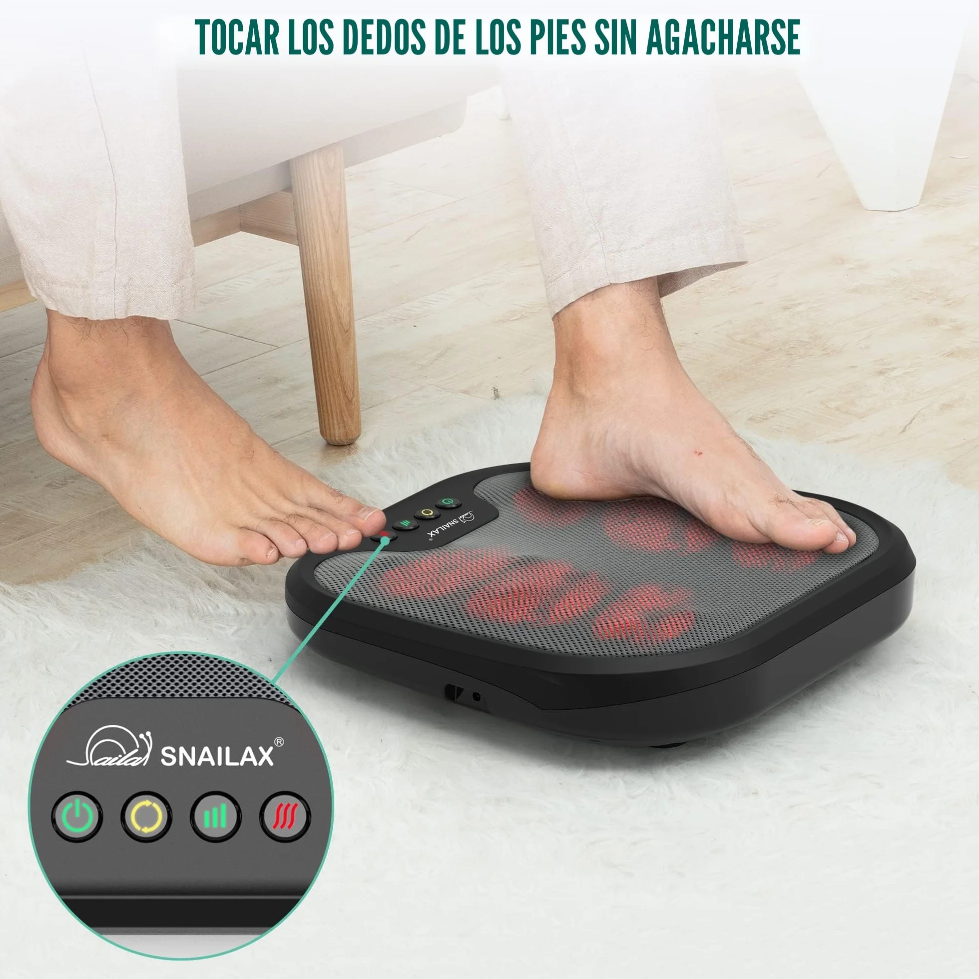 Snailax Masajeador de Pies Shiatsu con Calor, Nudos Flexibles para Todos los Tamaños
