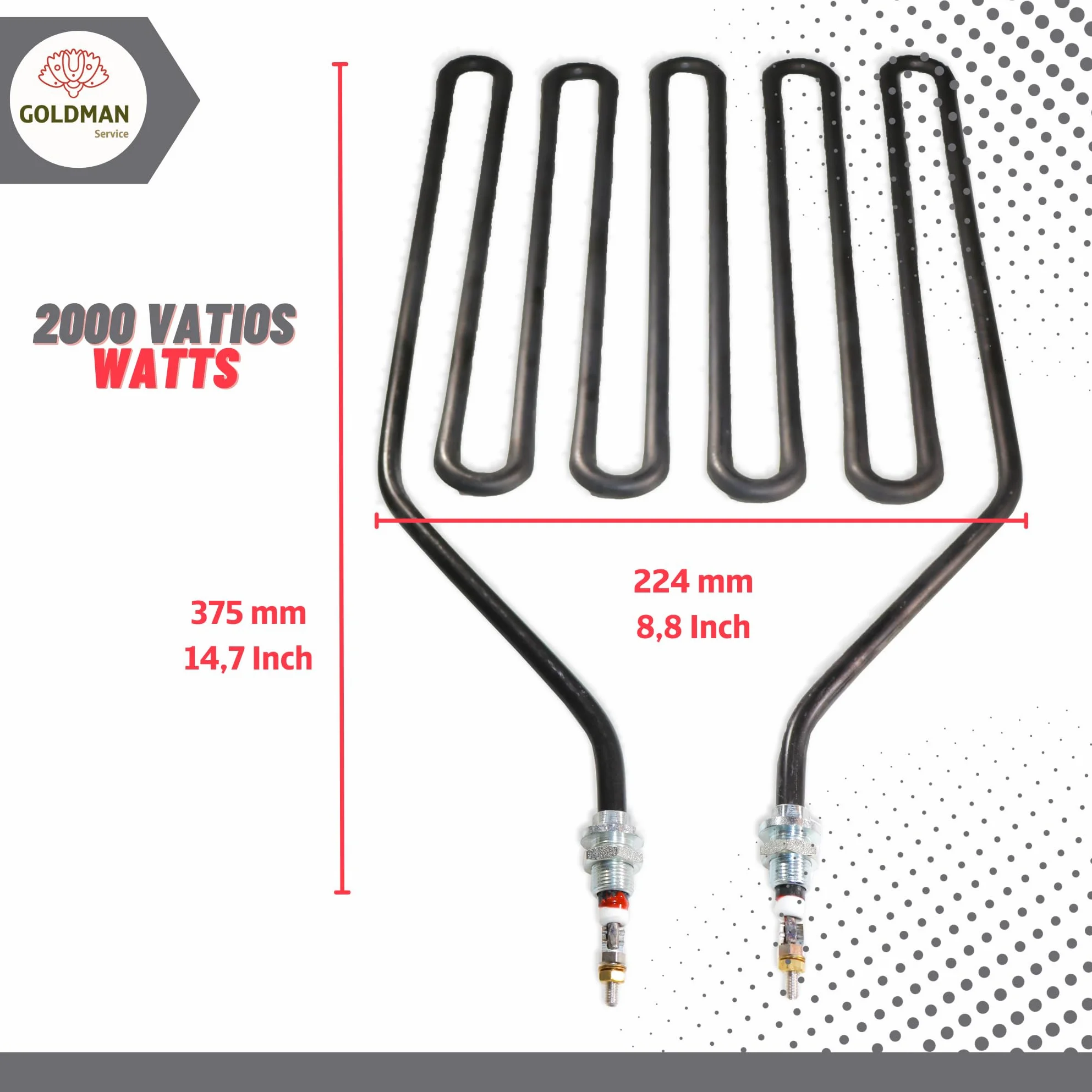 Resistencia para Estufa de Sauna 2000W 375x224mm Recambio Compatible