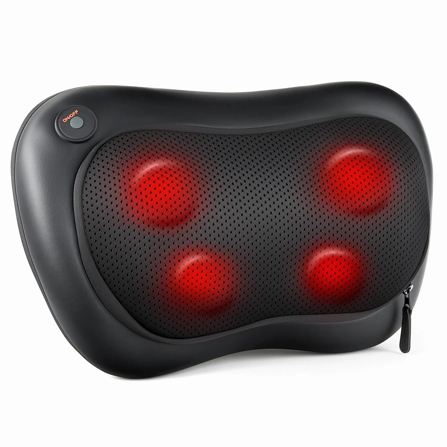 ALLJOY Cojín Masajeador Cervical y Espalda, Masaje Shiatsu con Calor, 3 Niveles, 4 Nodos Rotación 3D