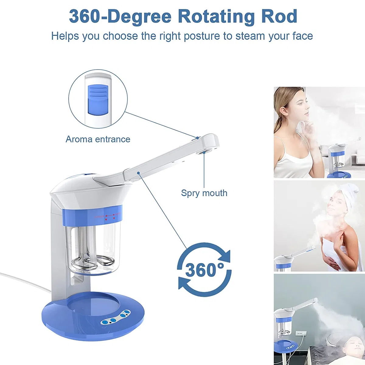Vaporizador Facial de Ozono para Limpieza y Sauna - Abre Poros, Pulsa en Profundidad - Uso en Mesa, 220V