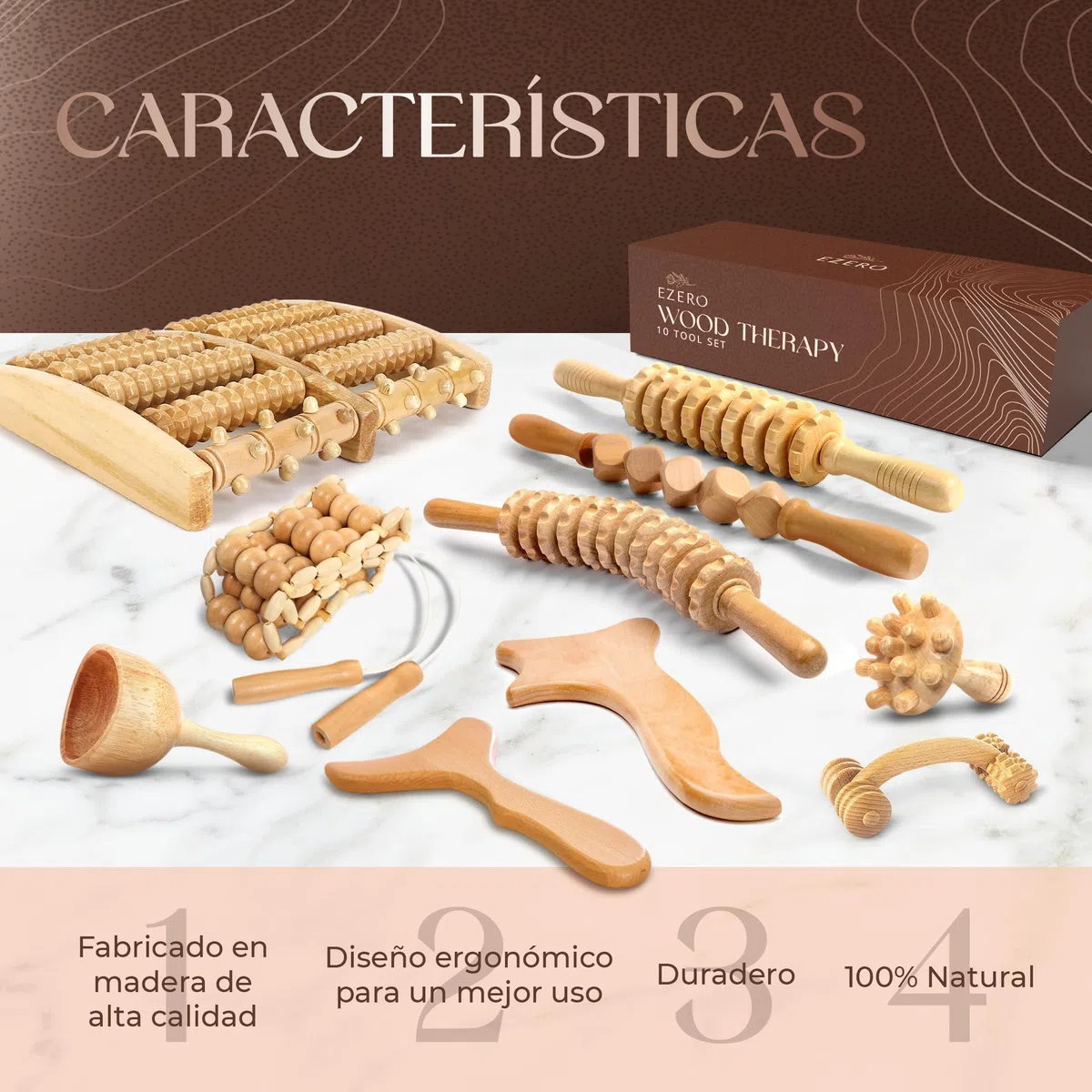 Ezero Maderoterapia Kit Maderoterapia Corporal 10 Piezas - Masajeador Anticelulitico, Rodillo Masaje Muscular, Ventosa Celulitis, Masajeador Celulitis Piernas Y Gluteos