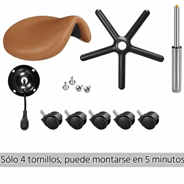 Yaheetech Taburete Profesional PU Giratorio Altura Ajustable 45,5-60 cm Marrón Retro