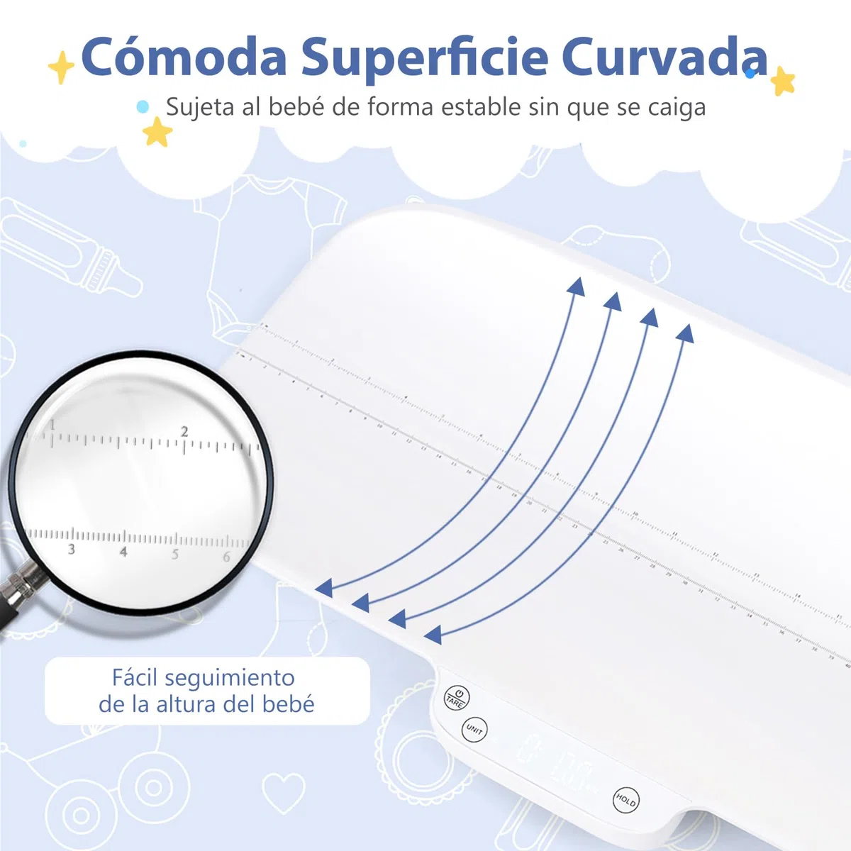 COSTWAY Báscula Bebe, Báscula Multifuncional para Bebés con 4 Modos de Medición, Báscula Infantil Digital Precisa, Báscula Digital con Pantalla LCD para Bebés y Mascotas
