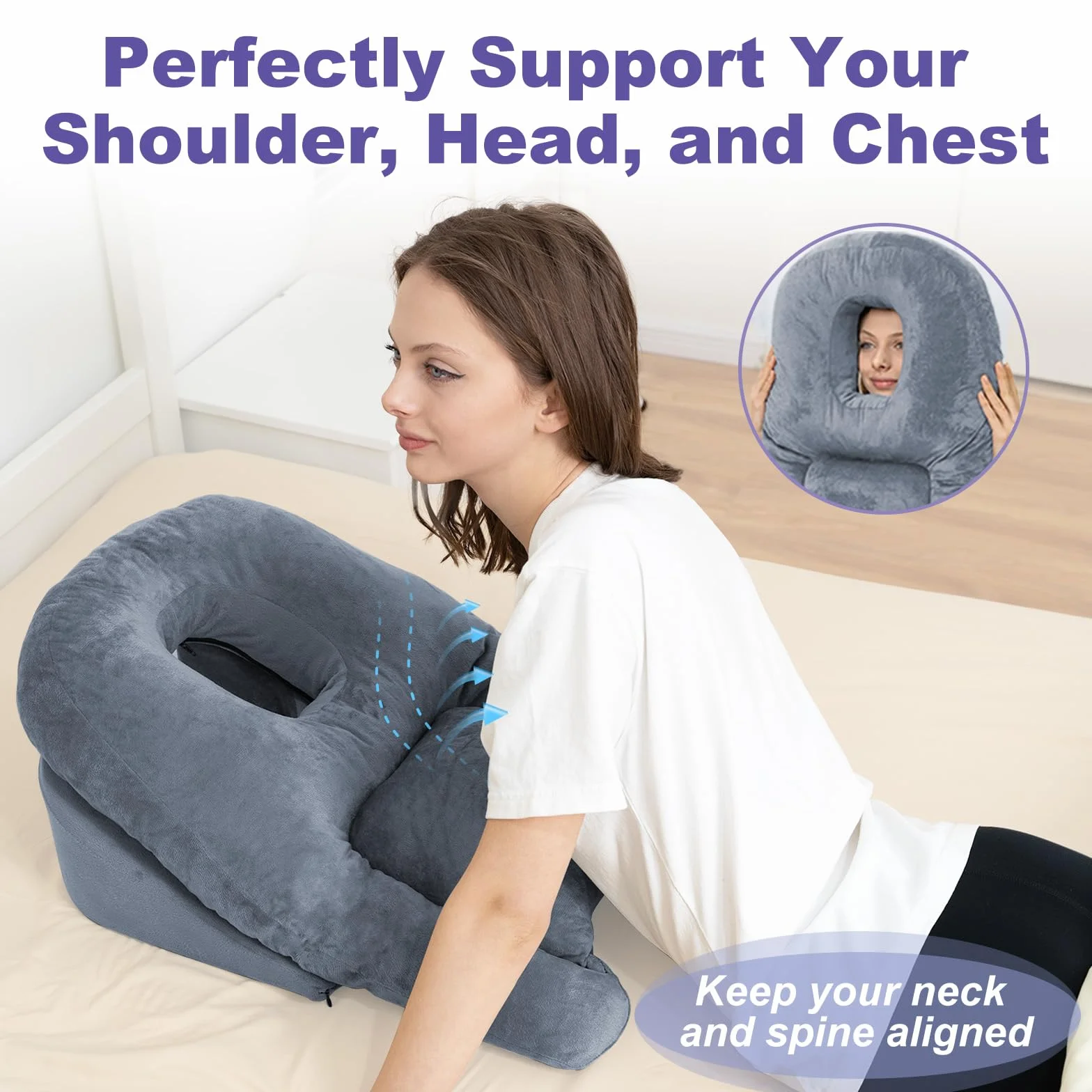 HOMCA Almohada Boca Abajo con Agujero para Desprendimiento de Retina, Almohada Facial de SPA