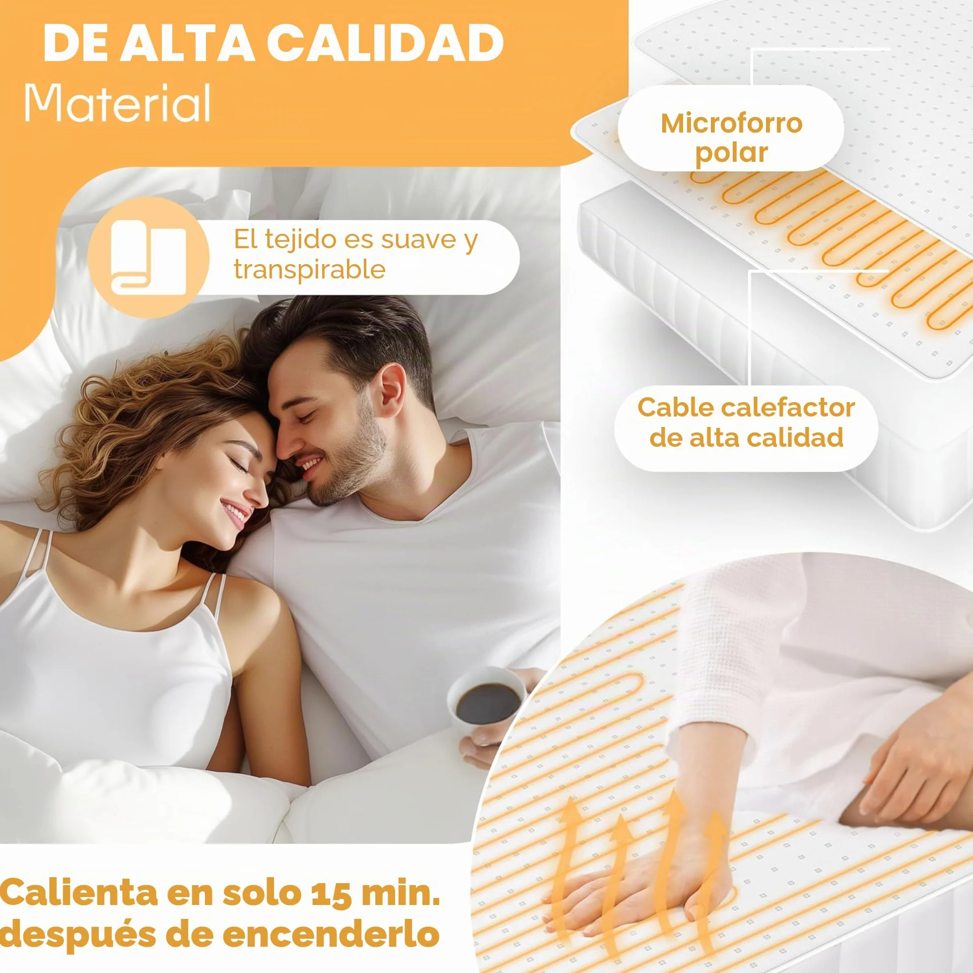 KESSER® Manta térmica doble para debajo de la cama de 160 x 140 cm con apagado automático, 2 zonas de temperatura, control remoto, manta eléctrica con 3 niveles de temperatura, base térmica para cama