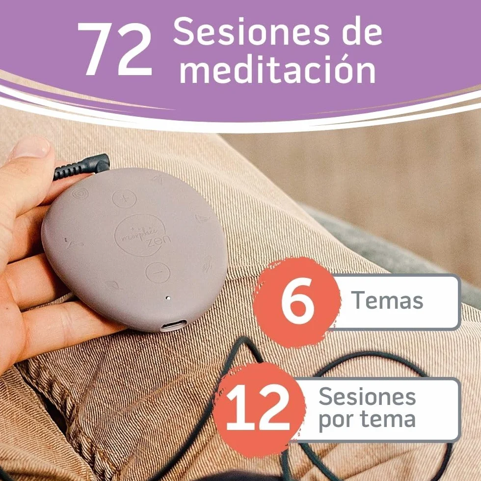 Morphée Zen | La Maquina de Meditación para la Relajación Instantánea | Antiestrés, Relajación Profunda, Portátil | Musica Relajante, Sesiones de Meditación, Ruido blanco | 72 sesiones en 4 idiomas