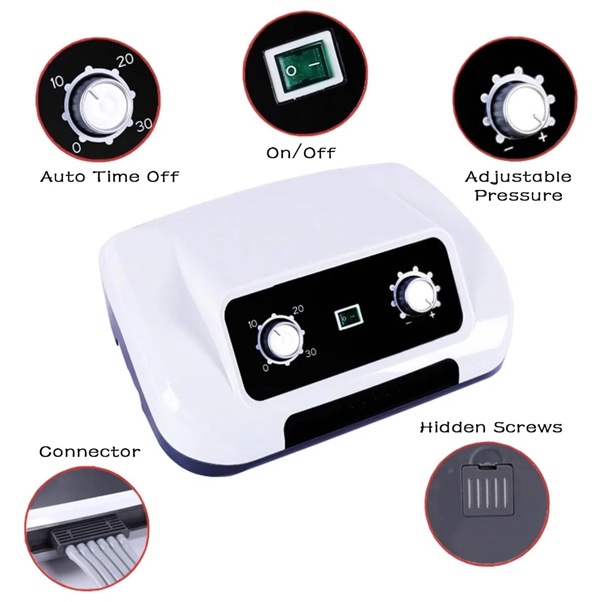 Masajeador de brazo portátil Widppsopt de 4 cámaras con compresión de aire para uso doméstico. Sistema de presoterapia eléctrica. Terapia de un solo brazo para oficinistas. Drenaje linfático