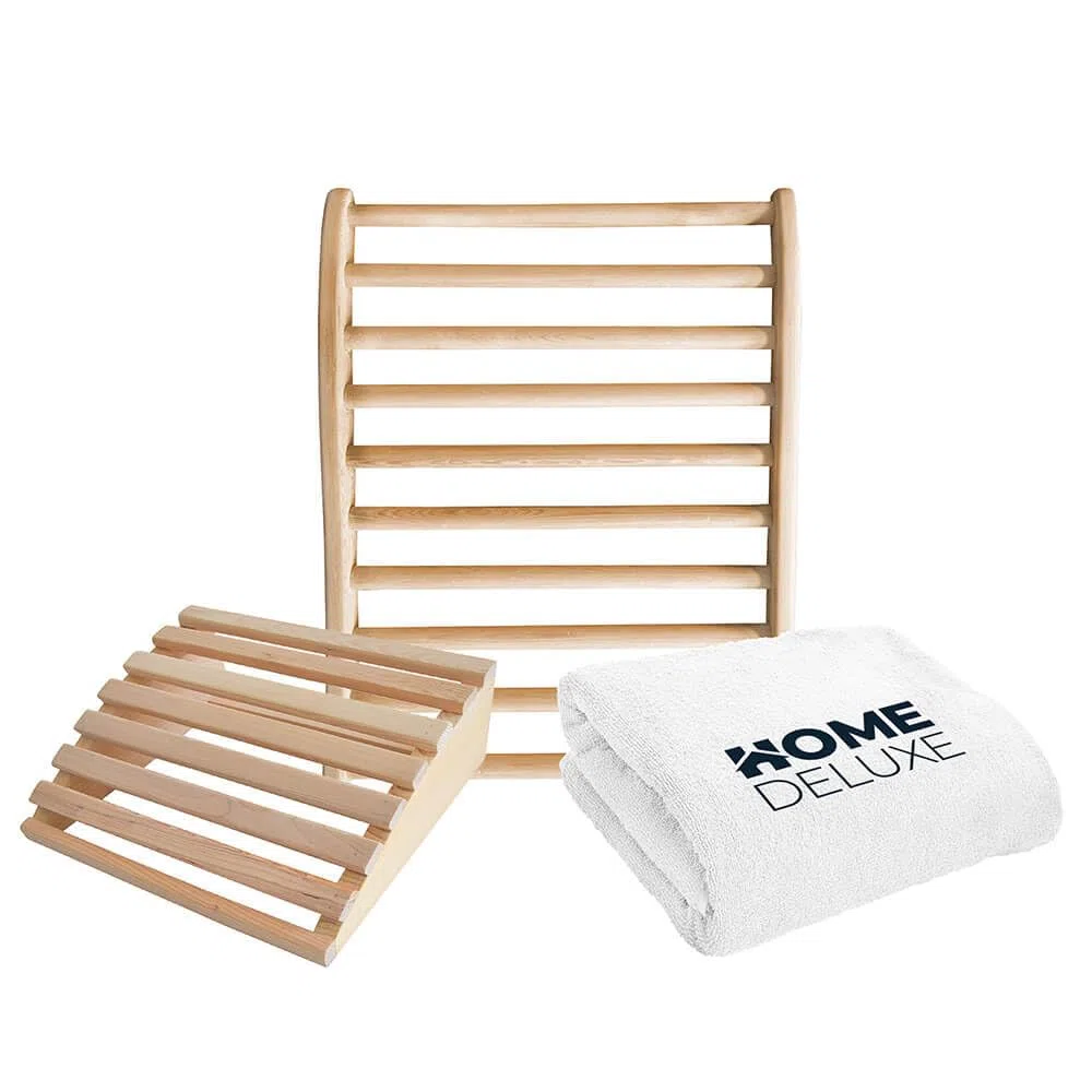 HOME DELUXE - Juego de accesorios para sauna RAJA que incluye toalla para sauna - soporte para el cuello - respaldo