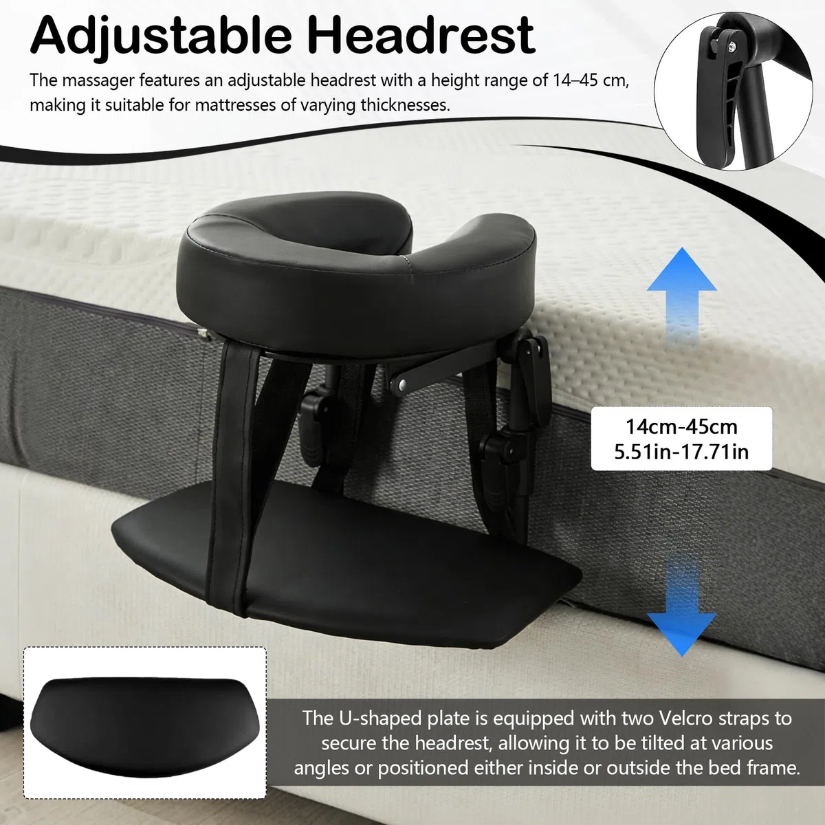 Reposacabezas Masaje Cama, Soporte Facial Ajustable con Cojín de Cara en U Ergonómico de Espuma con Memoria para Camilla Plegable