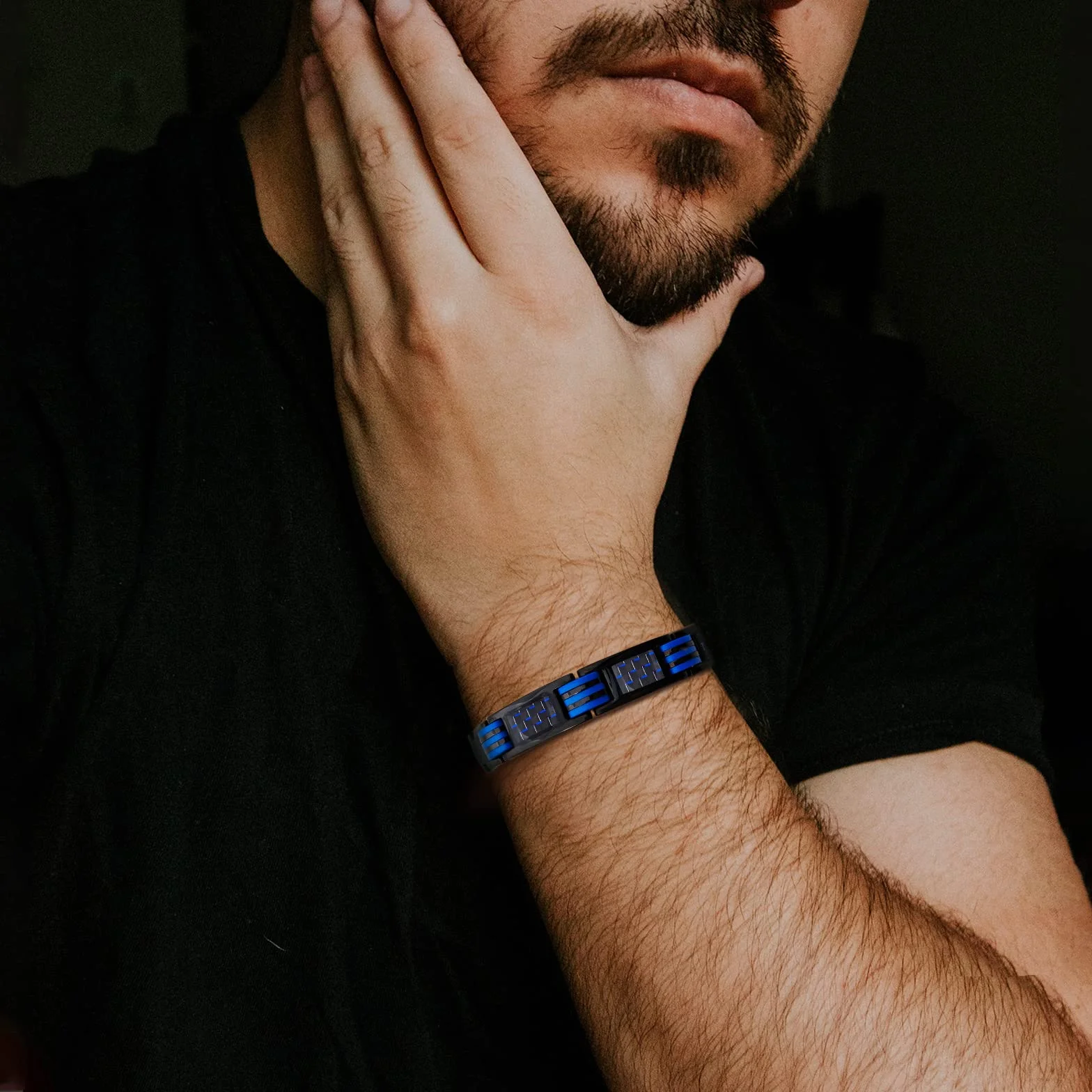 JEROOT Pulsera Magneticas de Titanio, Pulsera magnética para Hombres con 44 imanes Pulsera Ultrarresistente Brazaletes de Longitud Ajustable con herramienta de Medición para