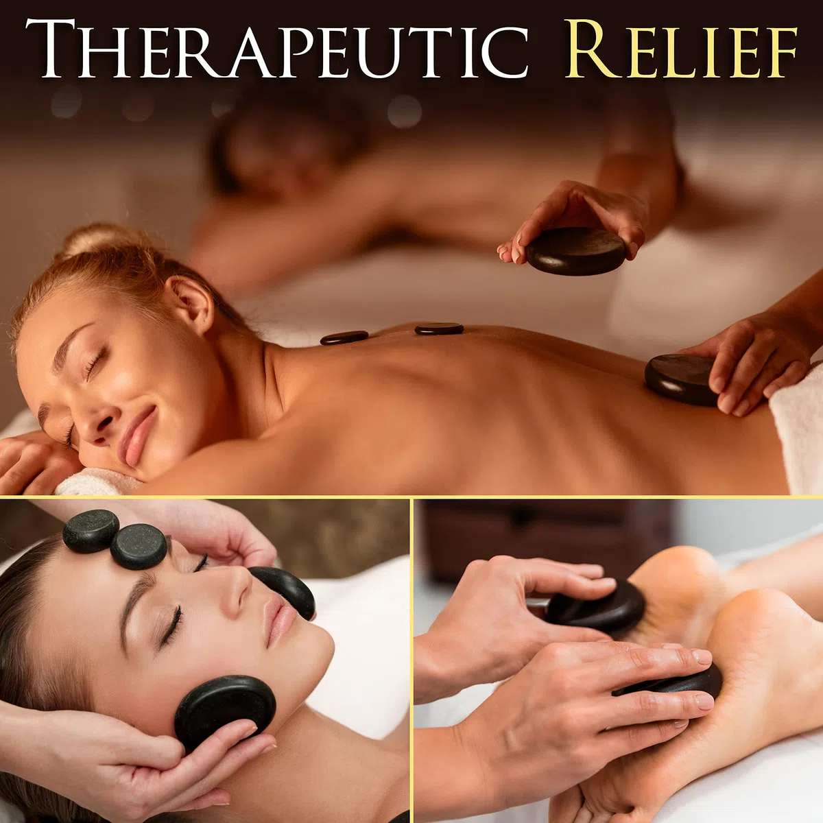 SereneLife Kit Massage Pierres Chaudes Basalte | Set Portable Thérapie Chauffante avec 12 Pierres de Massage, Sac Chauffant et Contrôleur Digital | Relaxation & Soin Musculaire à Domicile