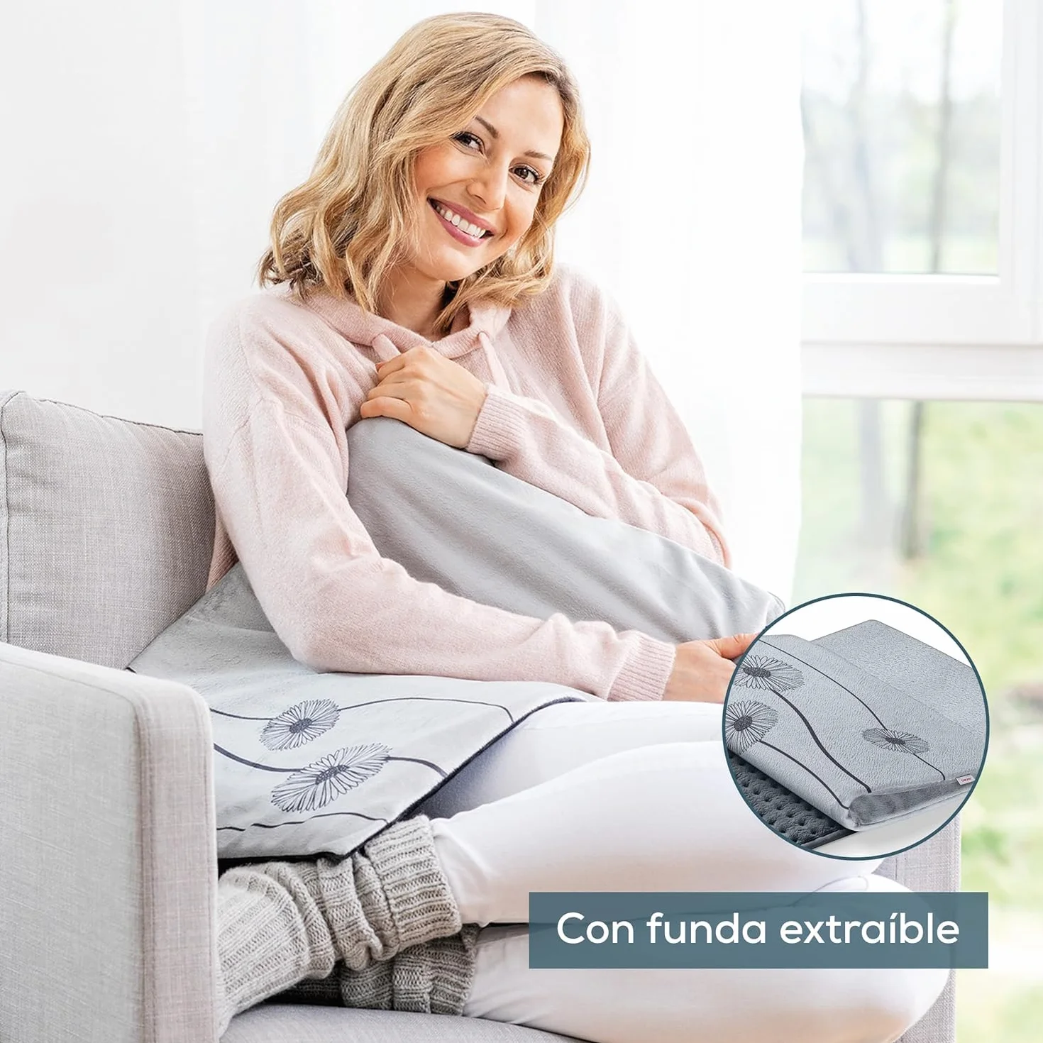 Beurer HK 125 Almohadilla eléctrica XXL, 6 ajustes temperatura, desconexión automática, lavable, 60x40 cm