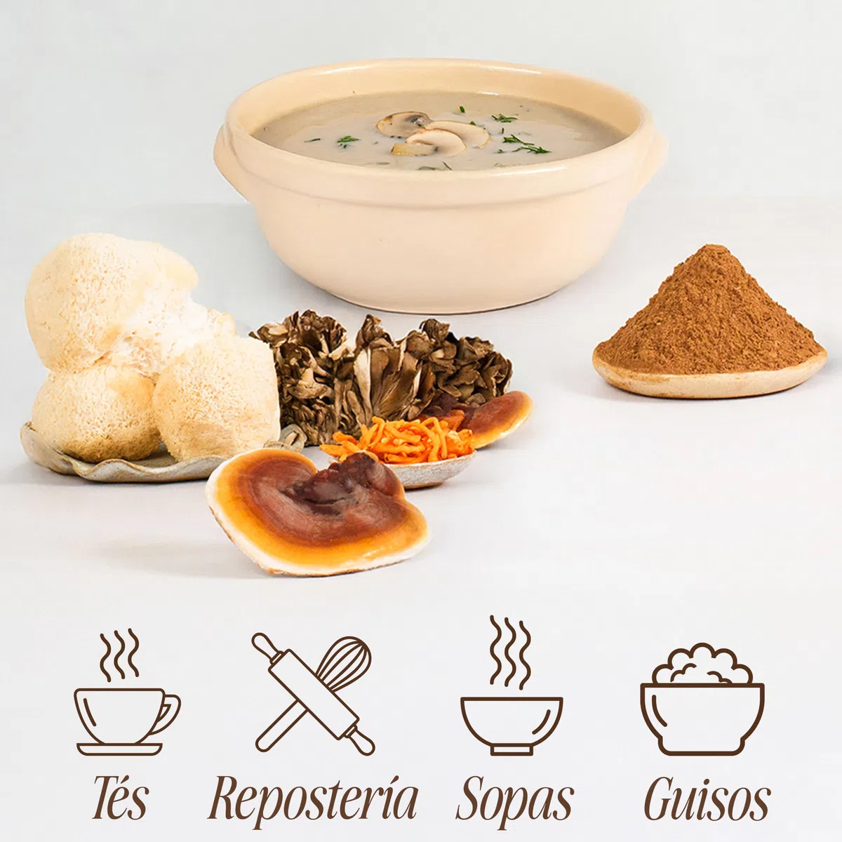 Sevenhills Wholefoods Mezcla de Siete Setas Orgánico En Polvo (Reishi, Chaga, Shiitake, Maitake, Melena De León, Cordyceps, Tremella) 500g