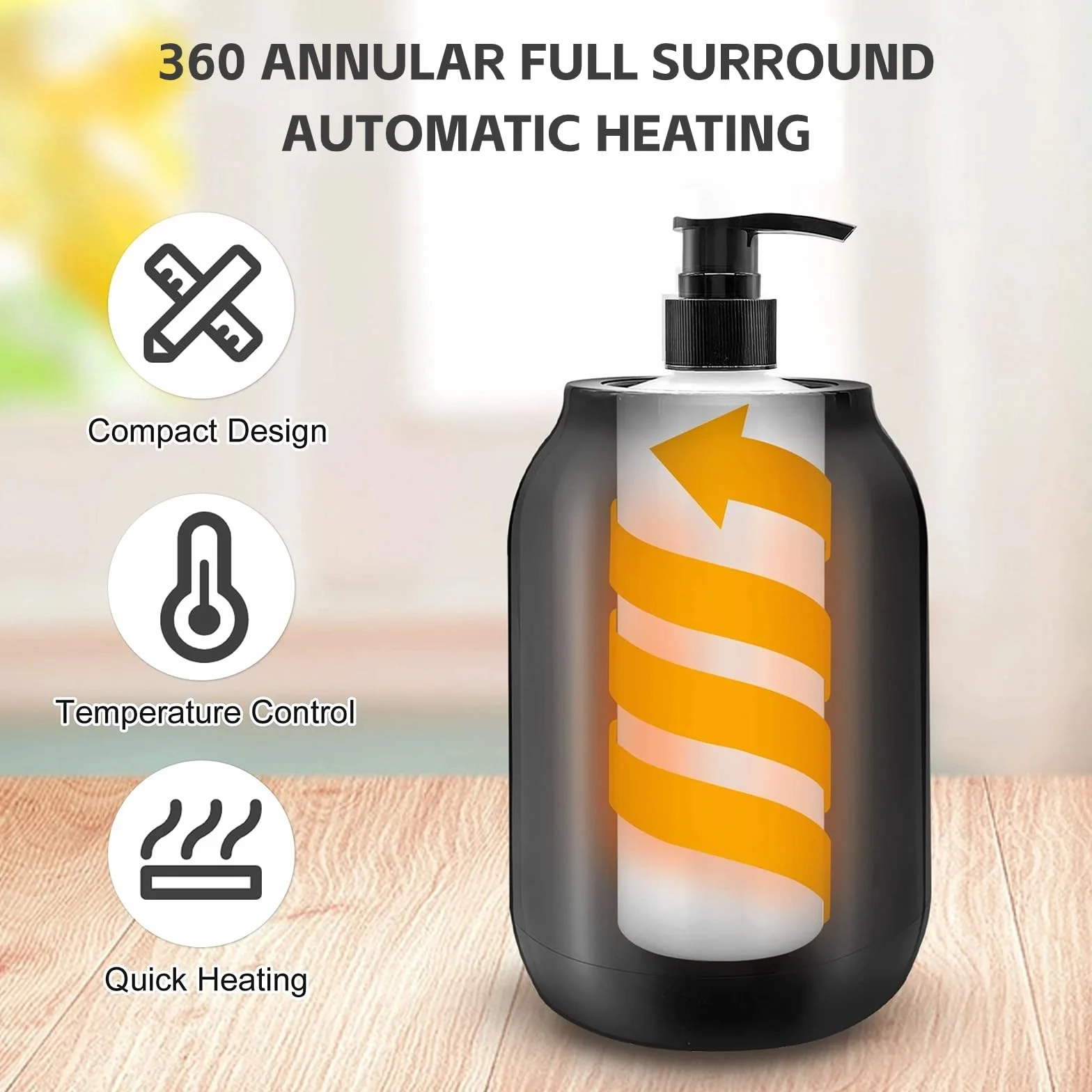 Calentador de Aceite de Masaje, Calentador de Aceite de una Sola Botella con Pantalla LED, Dispensadores de Calentador de Botella de Loción Portátil Ajustable en (Enchufe UE