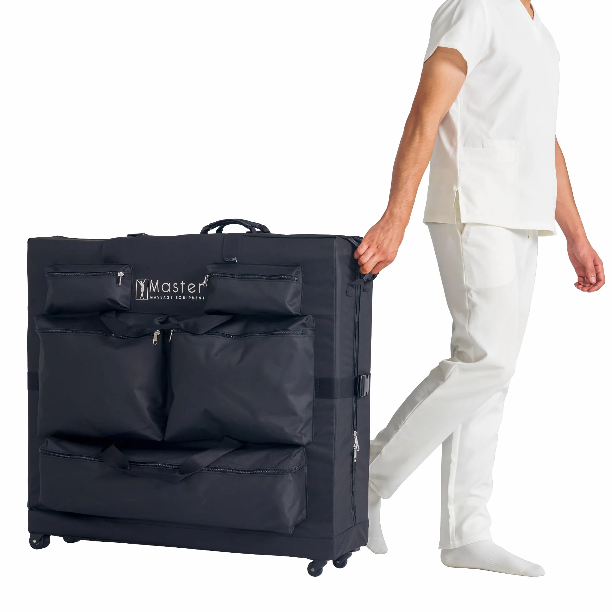 Master Massage Bolsa de transporte para camillas de masaje, nailon, negro con ruedas