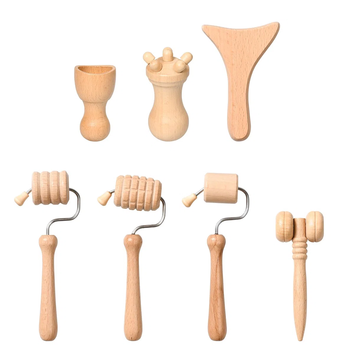 Kit Maderoterapia, Masaje Maderoterapia Madera Rodillo Facial, Maderoterapia Corporal Taza De Masaje Sueco De Madera, Guasha Facial Champiñon Maderoterapia para Cara, Cuerpo y Cabeza (7)