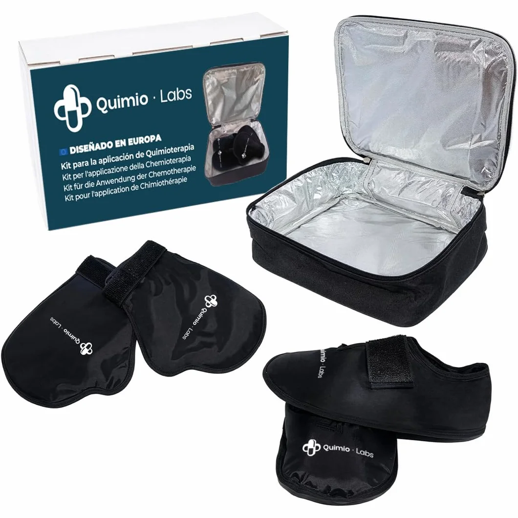 Kit Quimioterapia Guantes y Calcetines de Gel Frío para Manos y Pies | Ayuda a Reducir Molestias y Sensibilidad | Bolsa Isotérmica Incluida | Reutilizable | Negro