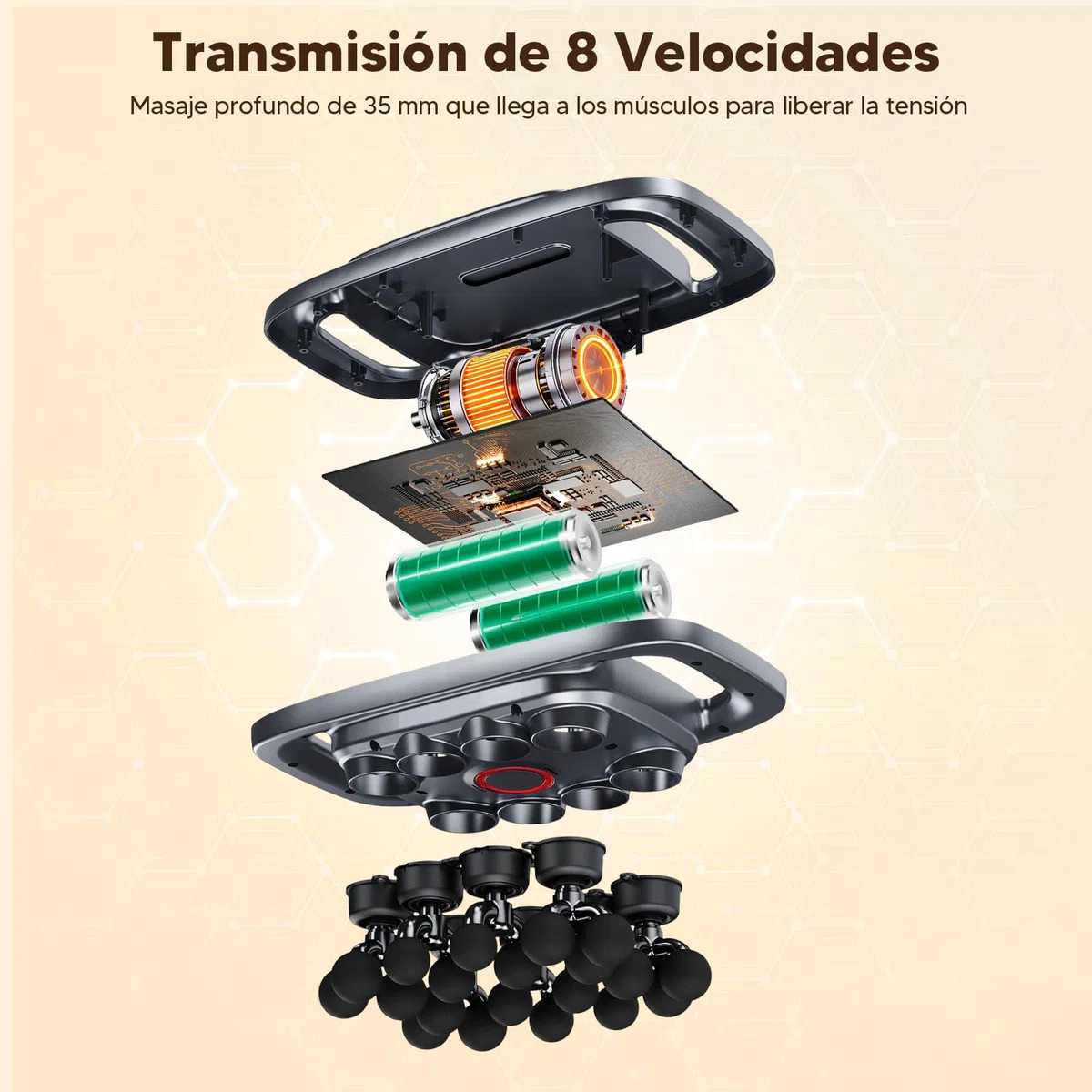 Pistola de Masaje Muscular de 20 Cabezales, 1800 mAh Masajeador Cervical y Espalda con 3 Modos,30 Velocidades, Masajeador Muscular Eléctrico con Luz Roja,Masajeadores de Percusión para Espalda,Cintura