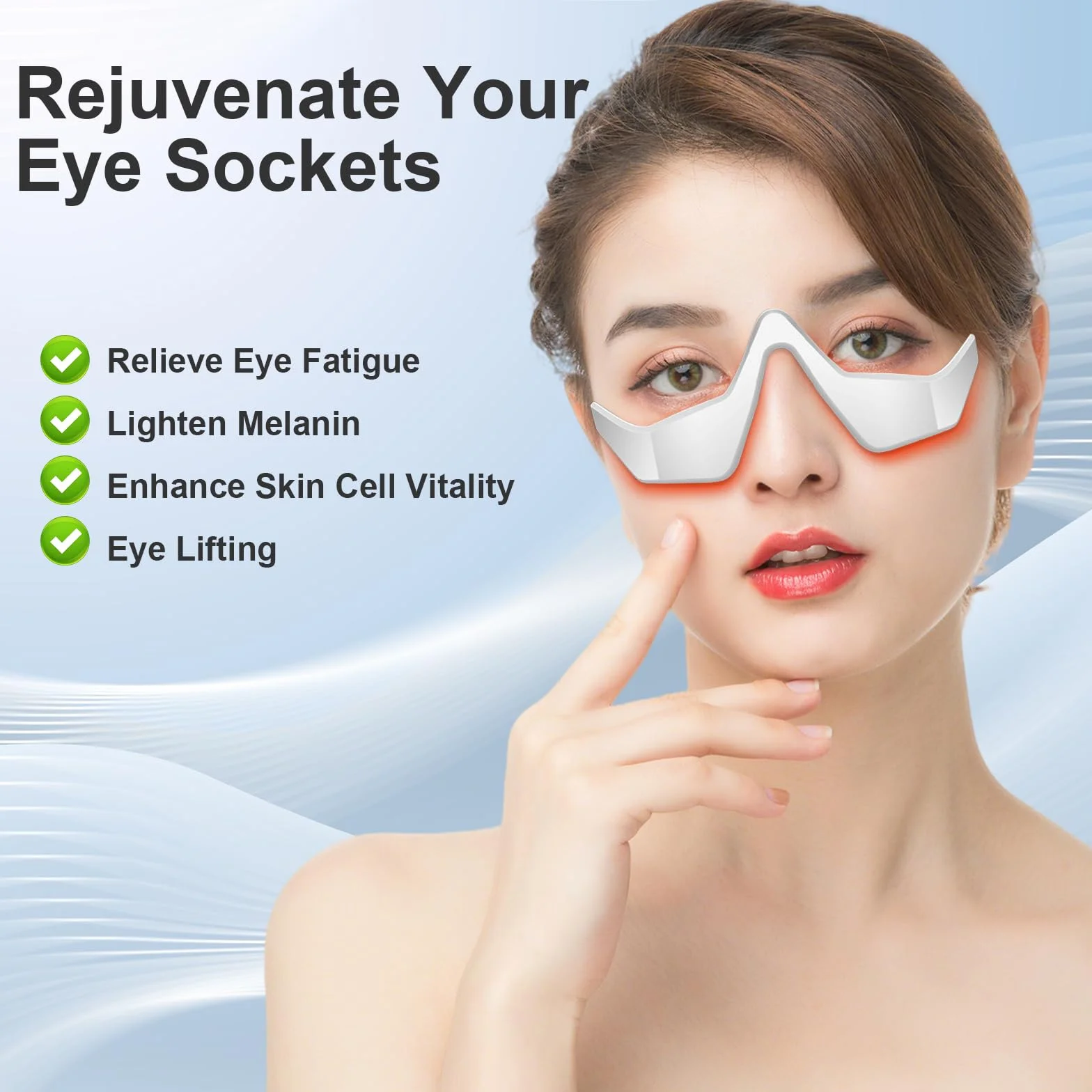 Gafas de Terapia de Luz Roja para Ojos, Dispositivo contra Ojeras, Bolsas & Fatiga, Masajeador Ocular LED Recargable 3 Modos, Regalo de Belleza Portátil para Mujer/Hombre