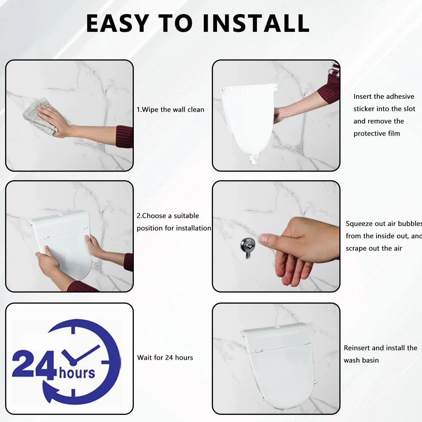 Orinal de plástico con tapa, Orinal para hombres montado en pared pissoir WC set, Orinal sin perforar para casa, garaje, jardín, camping y construcción Blanco