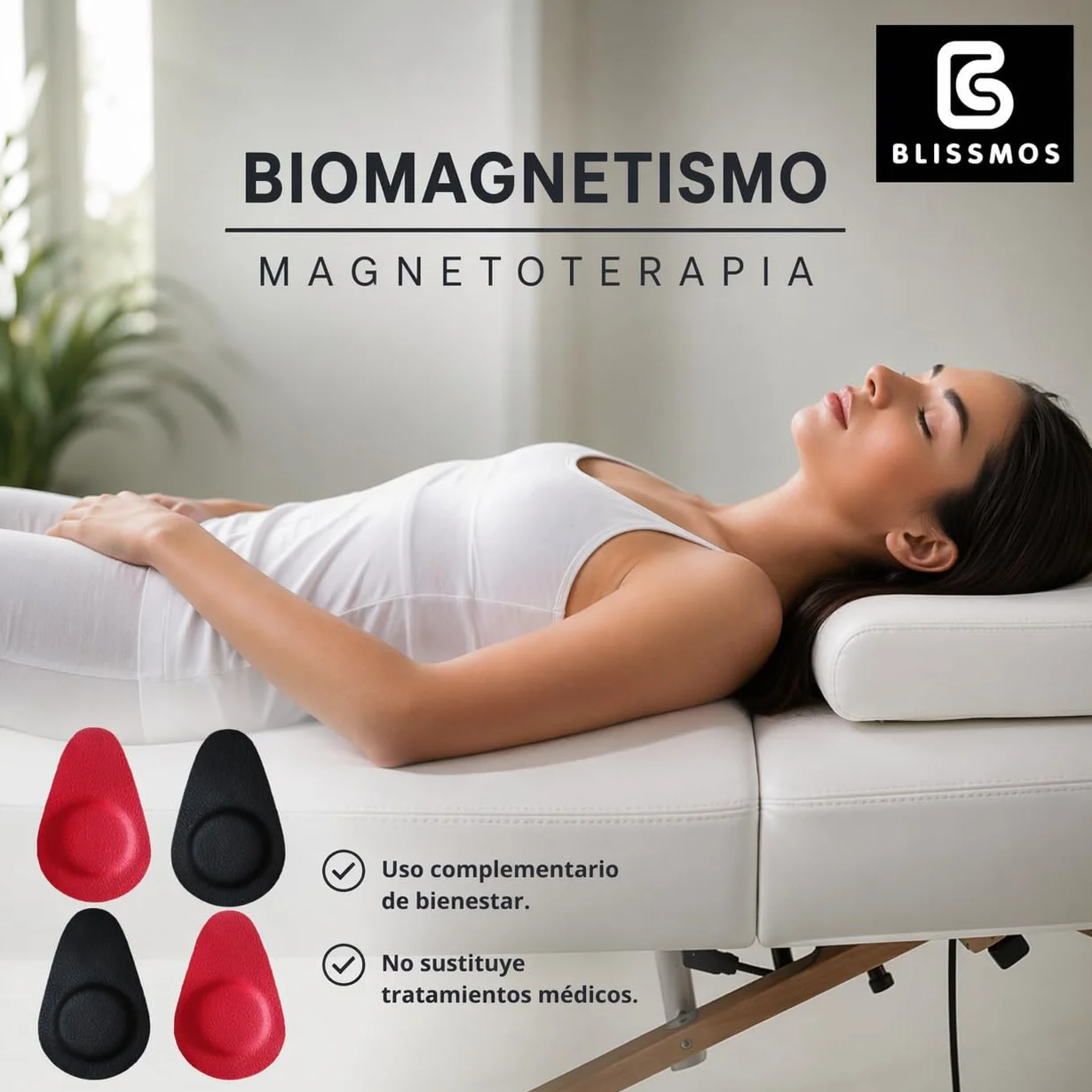 Imanes BlissMos® para Biomagnetismo –Pack de 4 Unidades – Elaborados Artesanalmente – Imanes de Ferrita – Forrados en Polipiel Resistente – Ideal para Par Biomagnético y Magnetoterapia – 1000 Gauss