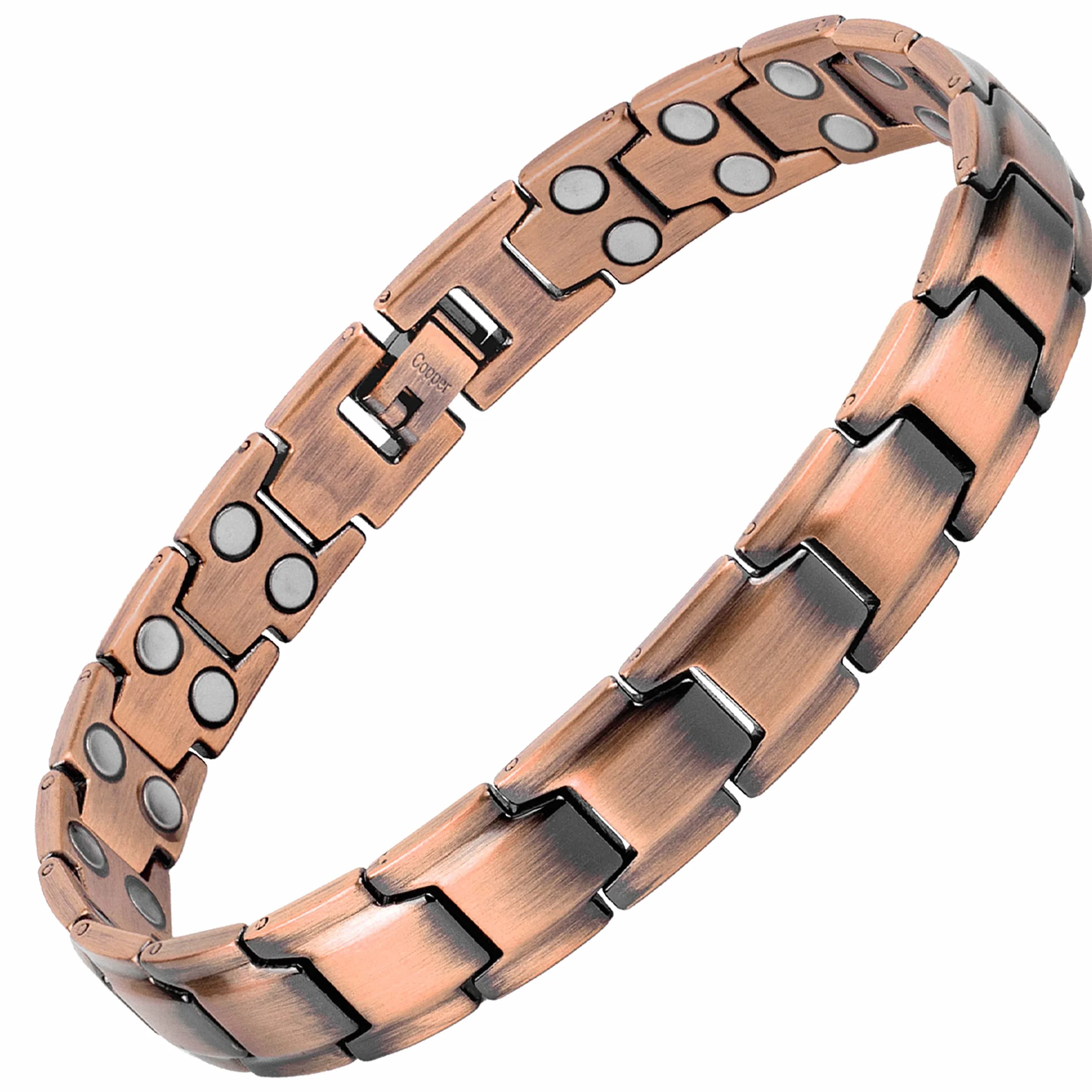 MagnetRX® Pulsera Cobre Hombre – Pulsera Magnética Hombre de Cobre Puro con Imanes para Magnetoterapia, Alivio de Artritis y Túnel Carpiano – Tamaño Ajustable con Herramienta Incluida – Modelo Leo