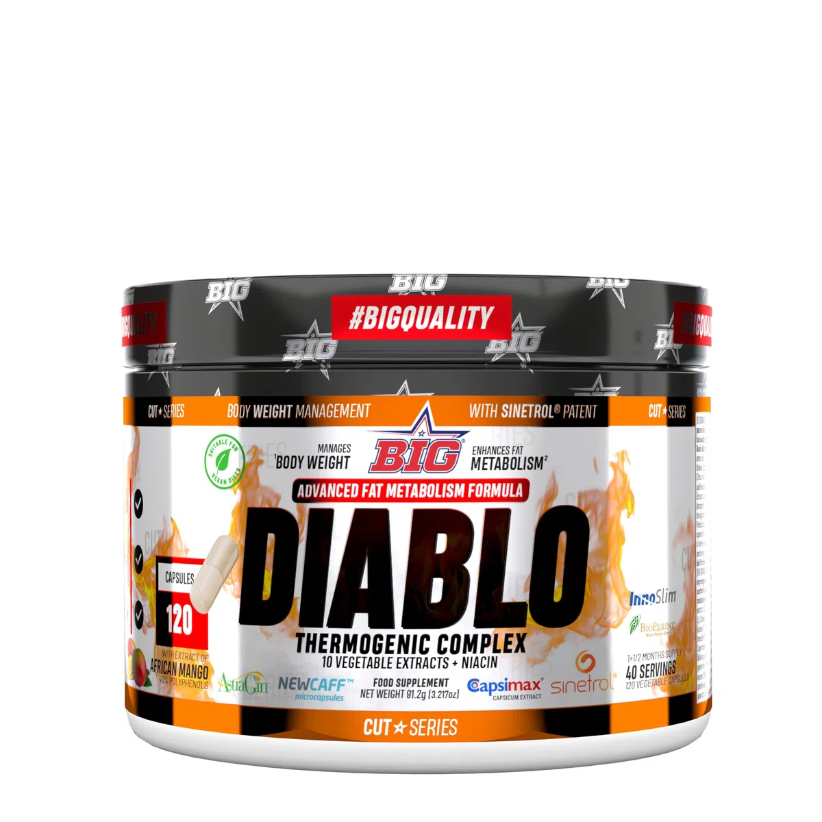 BIG - Quemagrasas Potente para Adelgazar muy Rapido, Fórmula Exclusiva con 10 Ingredientes, Elimina la Grasa y Ayuda a Bajar de Peso, Acelera el Metabolismo en Hombre y Mujer, 40 Servicios, 120 caps
