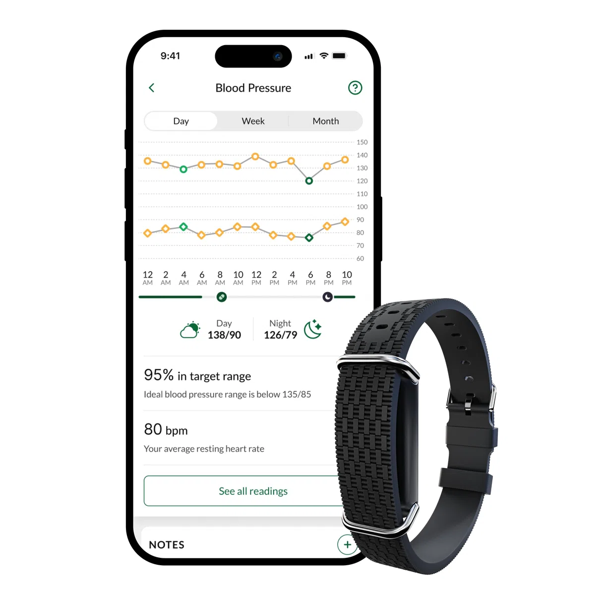 Hilo Pulsera Tensiómetro Inteligente 24/7 | Dispositivo Médico Validado Clínicamente Sin Manguito | Seguimiento Sueño, Frec. Cardíaca & Pasos | IP68 Batería 15 Días | Suscripción 12 Meses Incluida