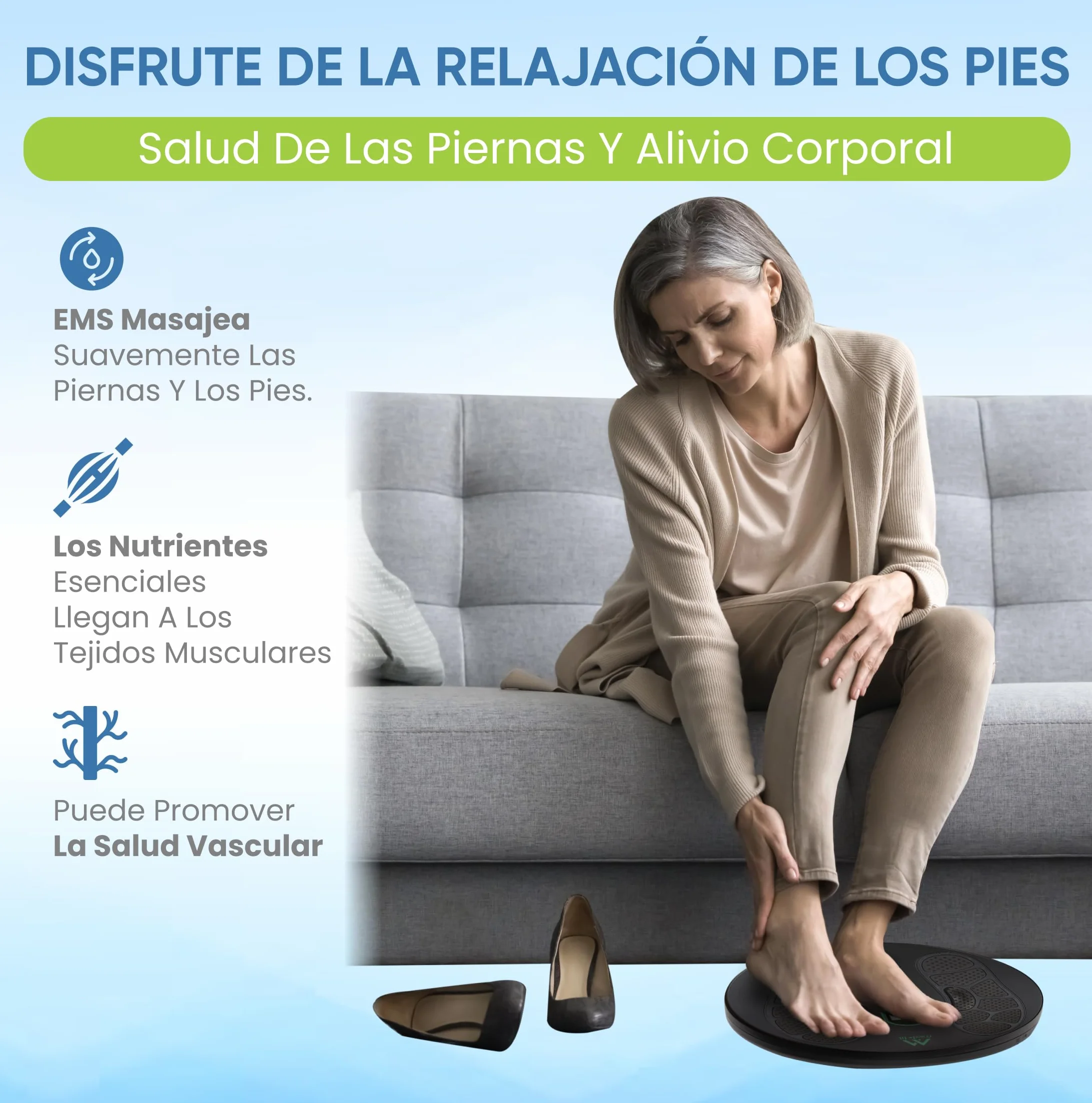 Med-Fit Medi-Boost EMS y TENS Máquina de circulación para pies 18 programas mando a distancia de doble canal