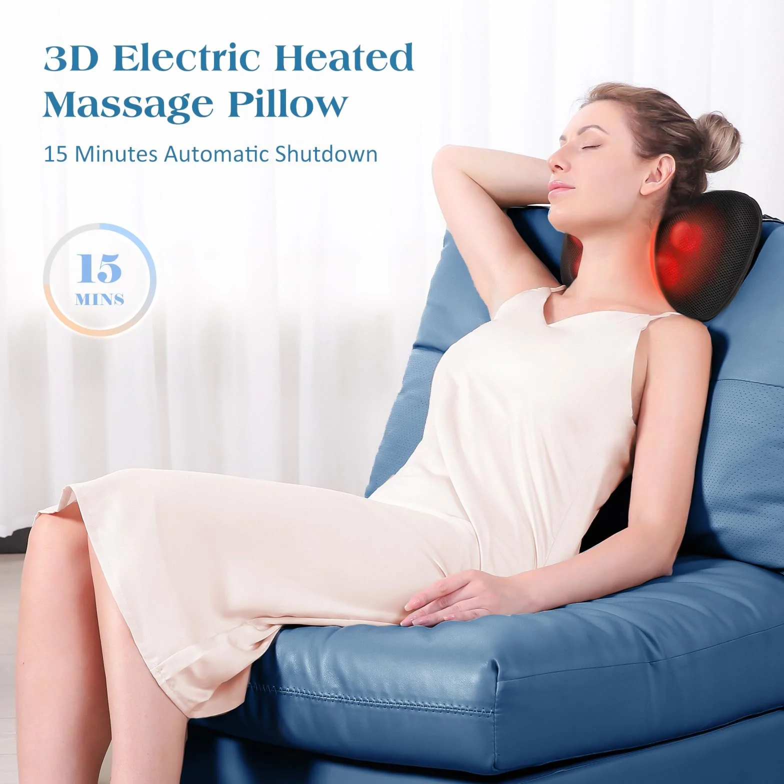 Cojín de Masaje Shiatsu Masajeador de Cuello, Hombros y Espalda, Calefacción Eléctrico 3D