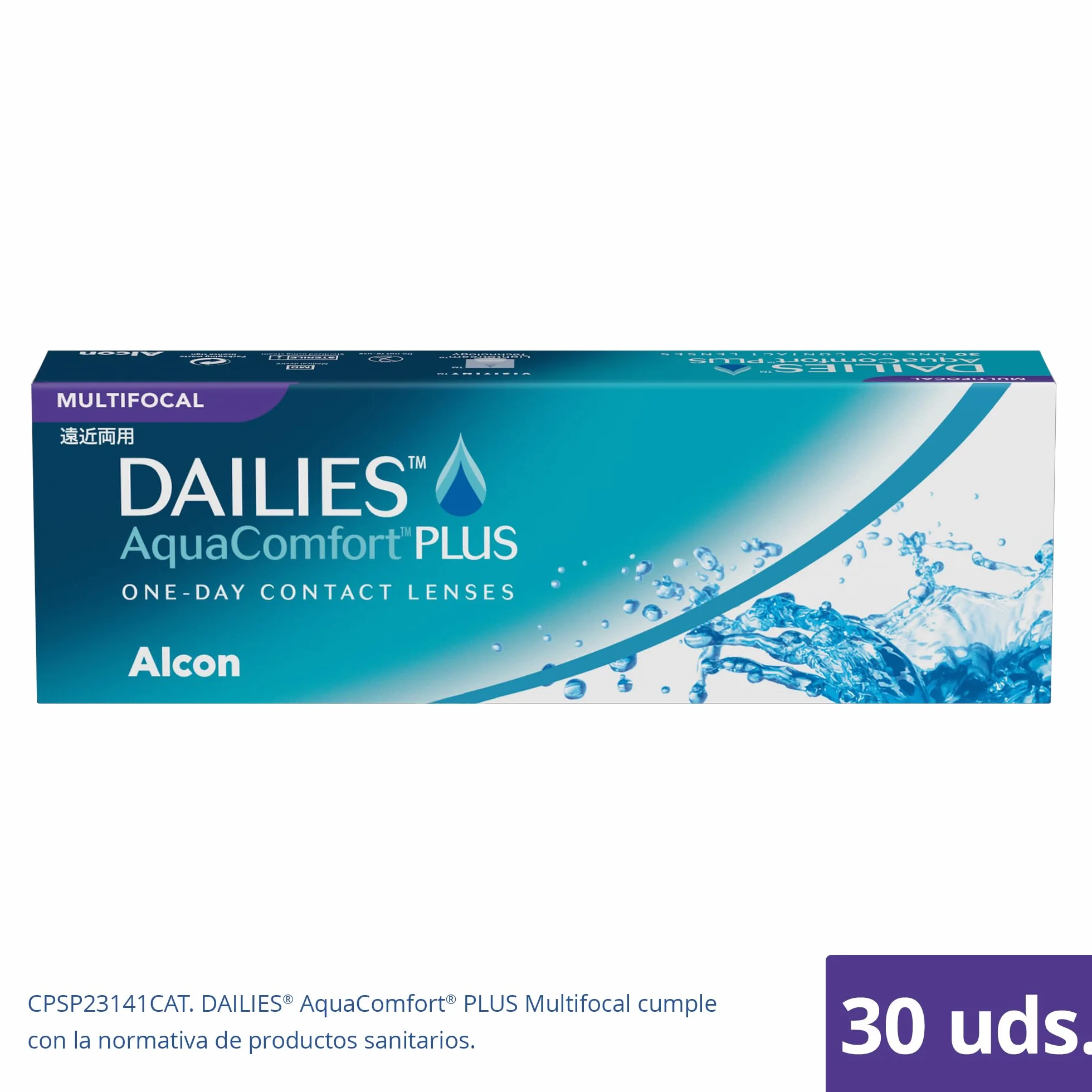 Dailies AquaComfort Plus Multifocal Lentes de contacto progresivas reemplazo diario Pack 30 R 8.7 mm D 14.0 mm adición alta +1.5 Diopt