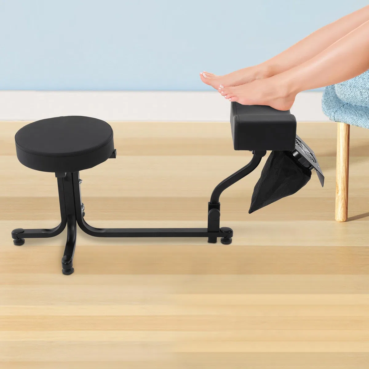 Taburete para pedicura 2 en 1, silla de manicura, reposapiés para salones de uñas y SPA (negro)