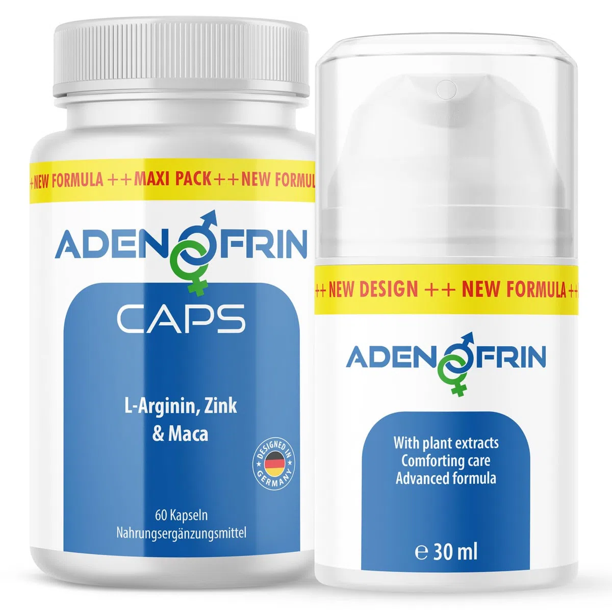 Adenofrin Cápsulas y crema | Cuidado para las zonas íntimas | Fácil de usar | 60 cápsulas + 30 ml