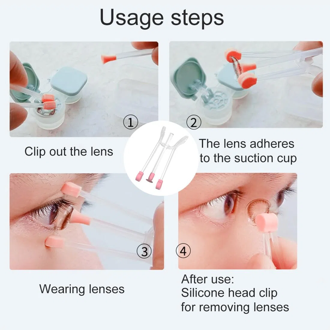 Lentes de Contacto Que Usan ayudas, Ayudas para Lentes de Contacto, Ayuda para Usar Lentes de Contacto, Facilita La Inserción o Extracción Lentes Contacto, herramientas para lentes de contacto