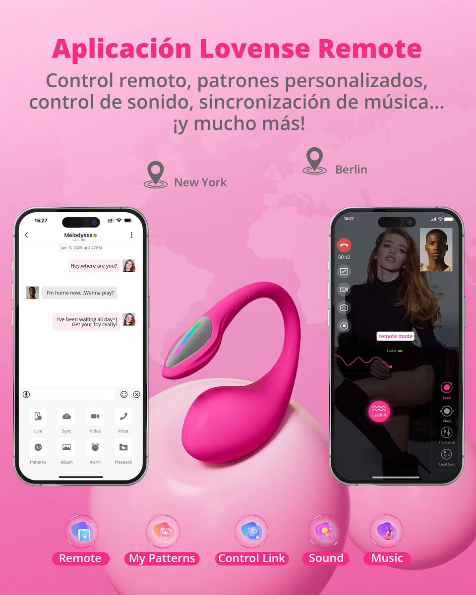 LOVENSE Lush 4 Vibrador Punto G con Control Remoto por App, Juguetes Sexuales para Parejas, Vibradorador Mujer Juguetes Eróticos, Luz LED, IPX7