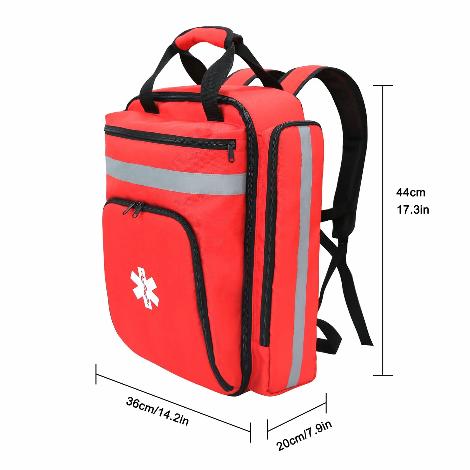 Mochila Médica de Emergencia Bolsa de Trauma Primeros Auxilios Reflectante Gran Capacidad Rojo